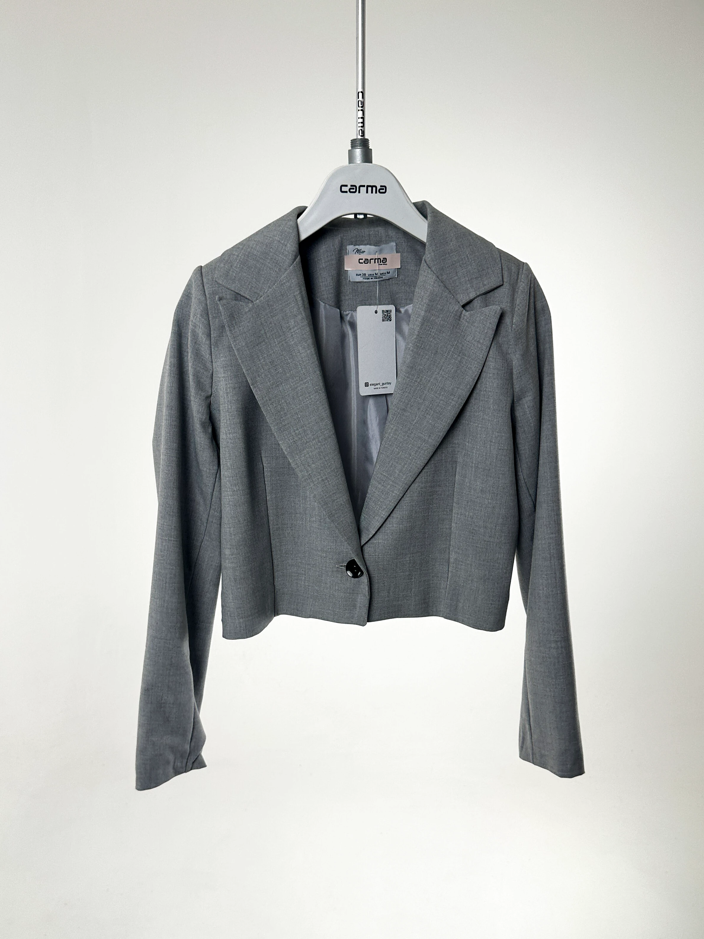 Crop Fit Blazer - açık gri