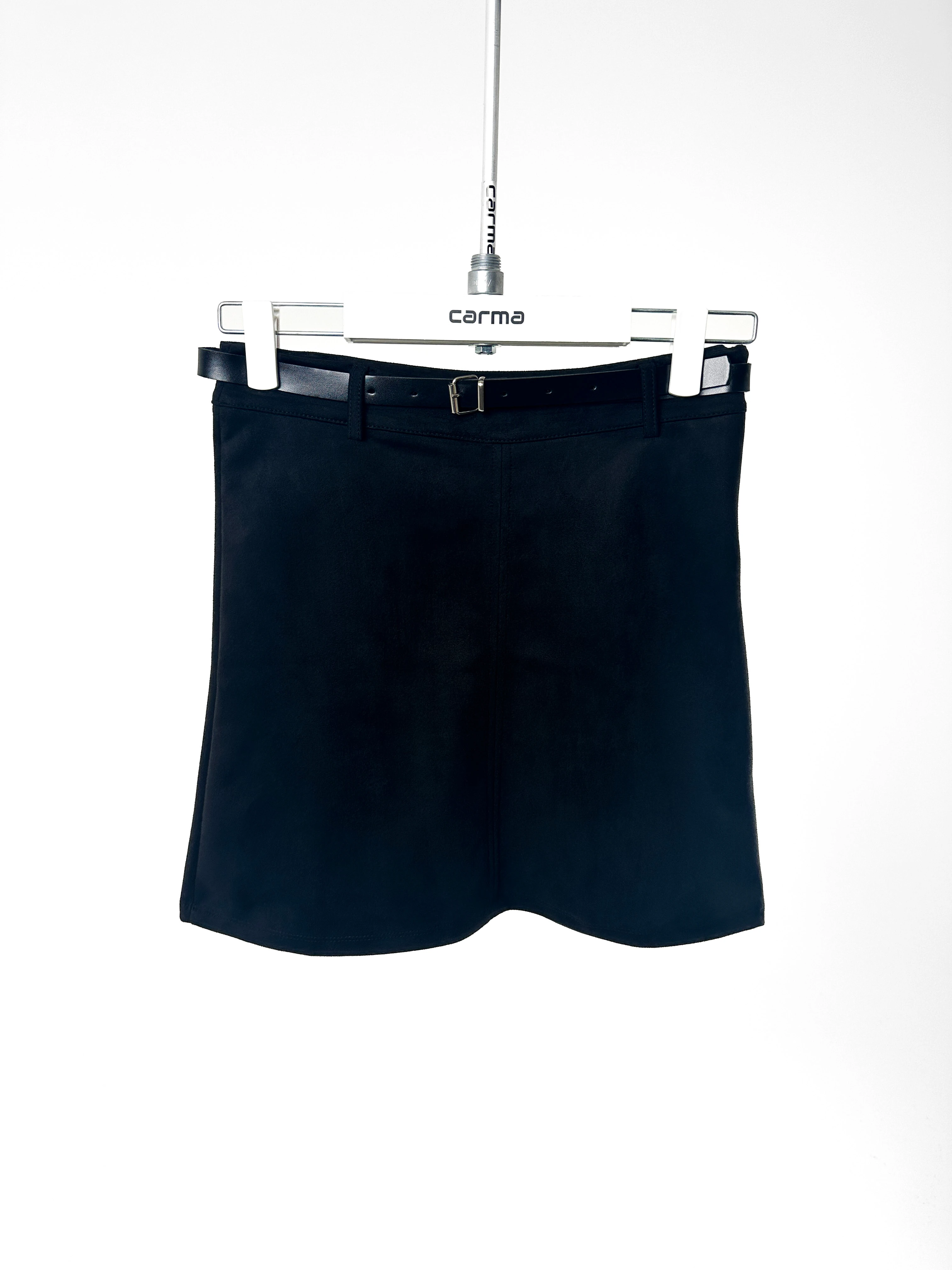 Süet Mini Etek - siyah