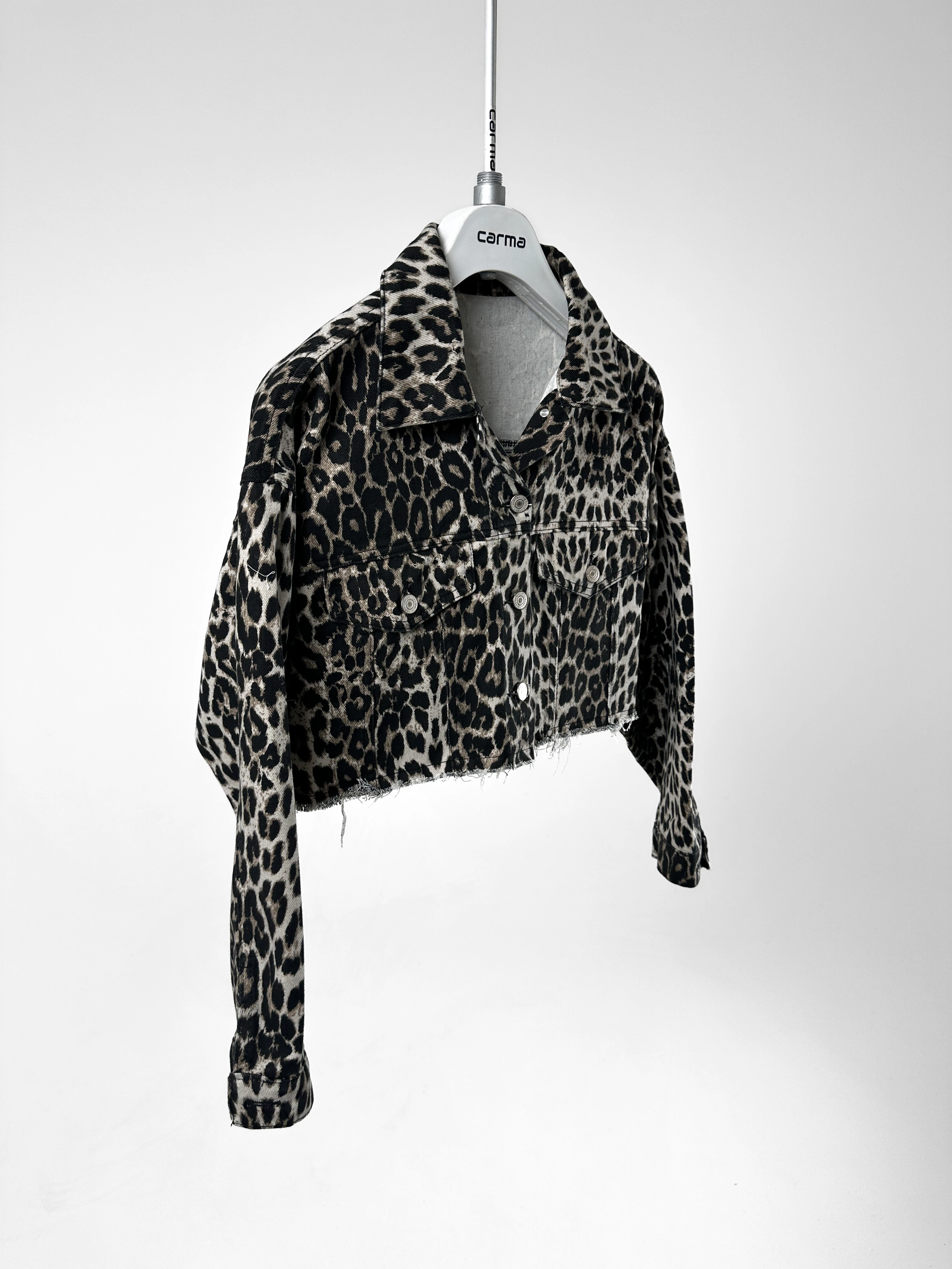 Leopar Desen Crop Ceket