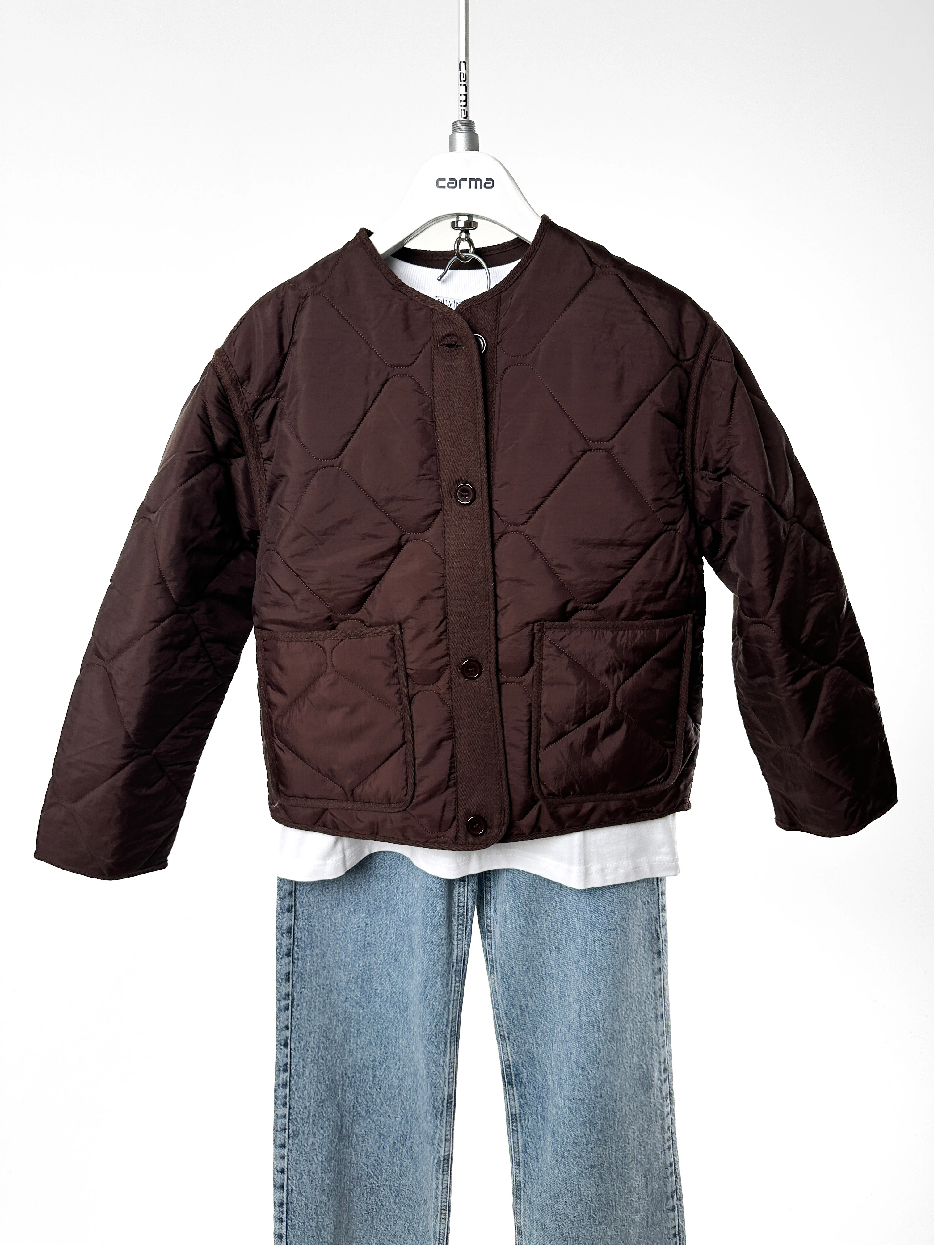 Kapitone Hafif Ceket - kahve