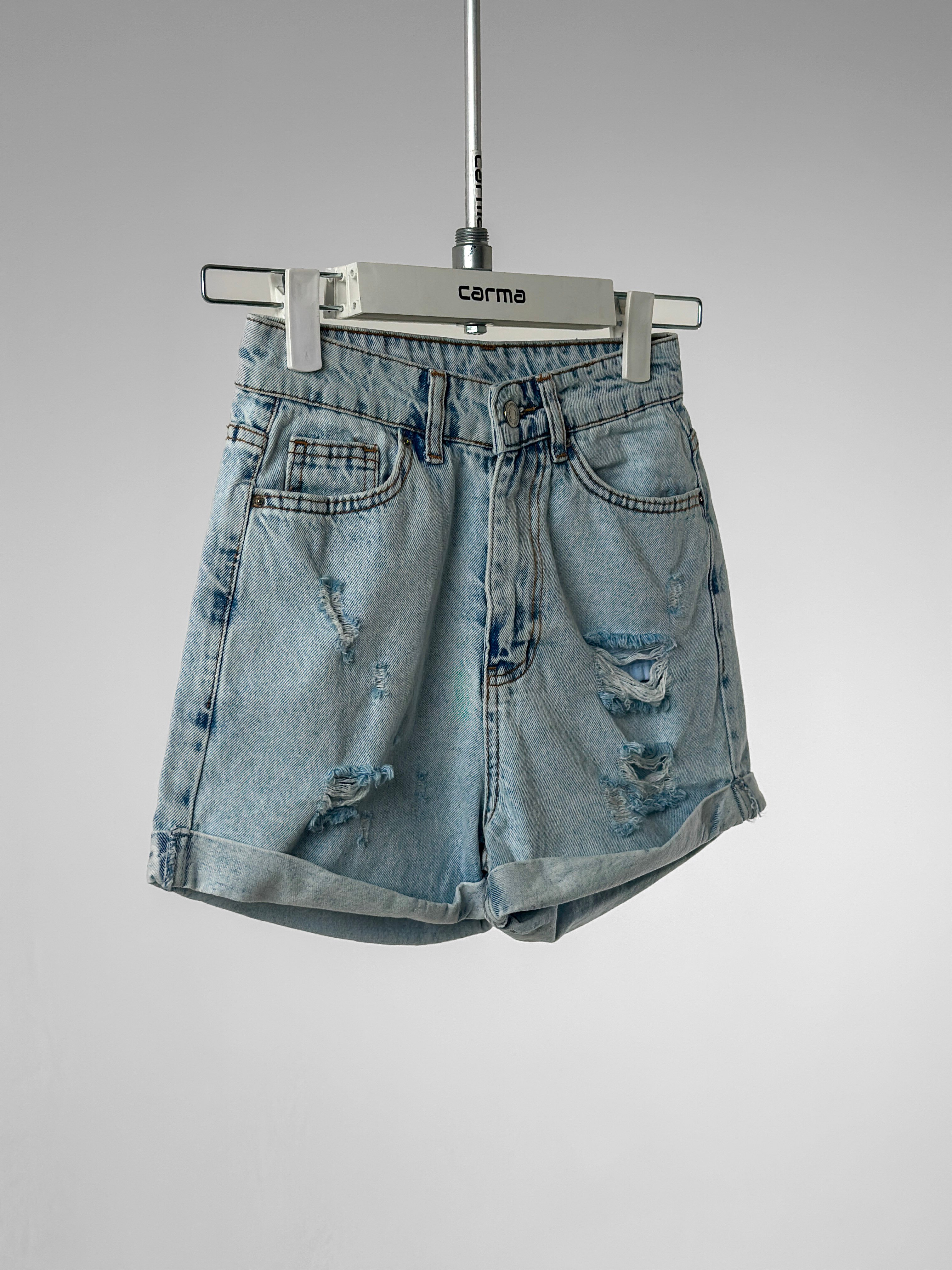 Raw Edge Denim Şort