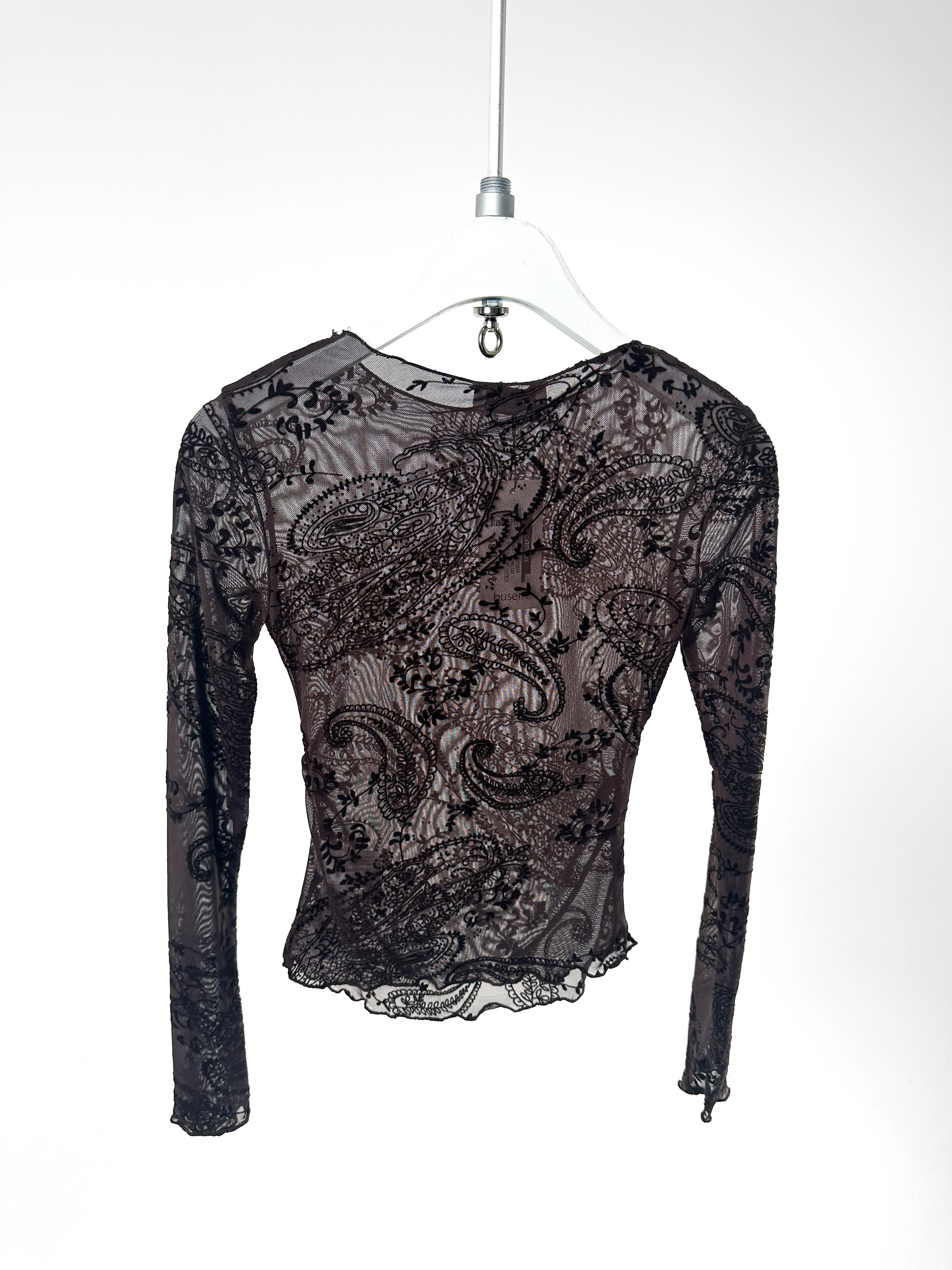 Desenli Transparan Tül Bluz