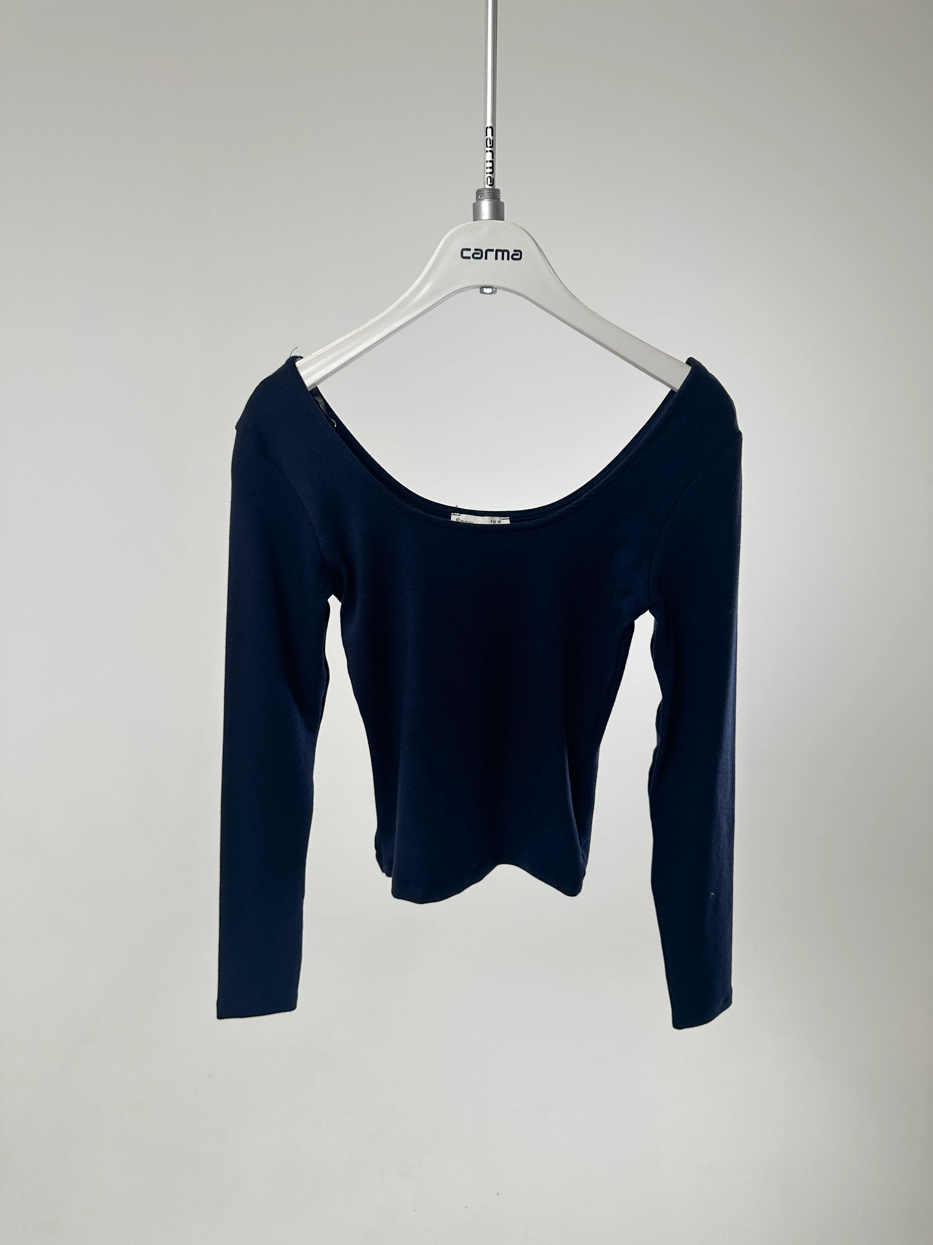 Derin Yaka Crop Bluz - lacivert