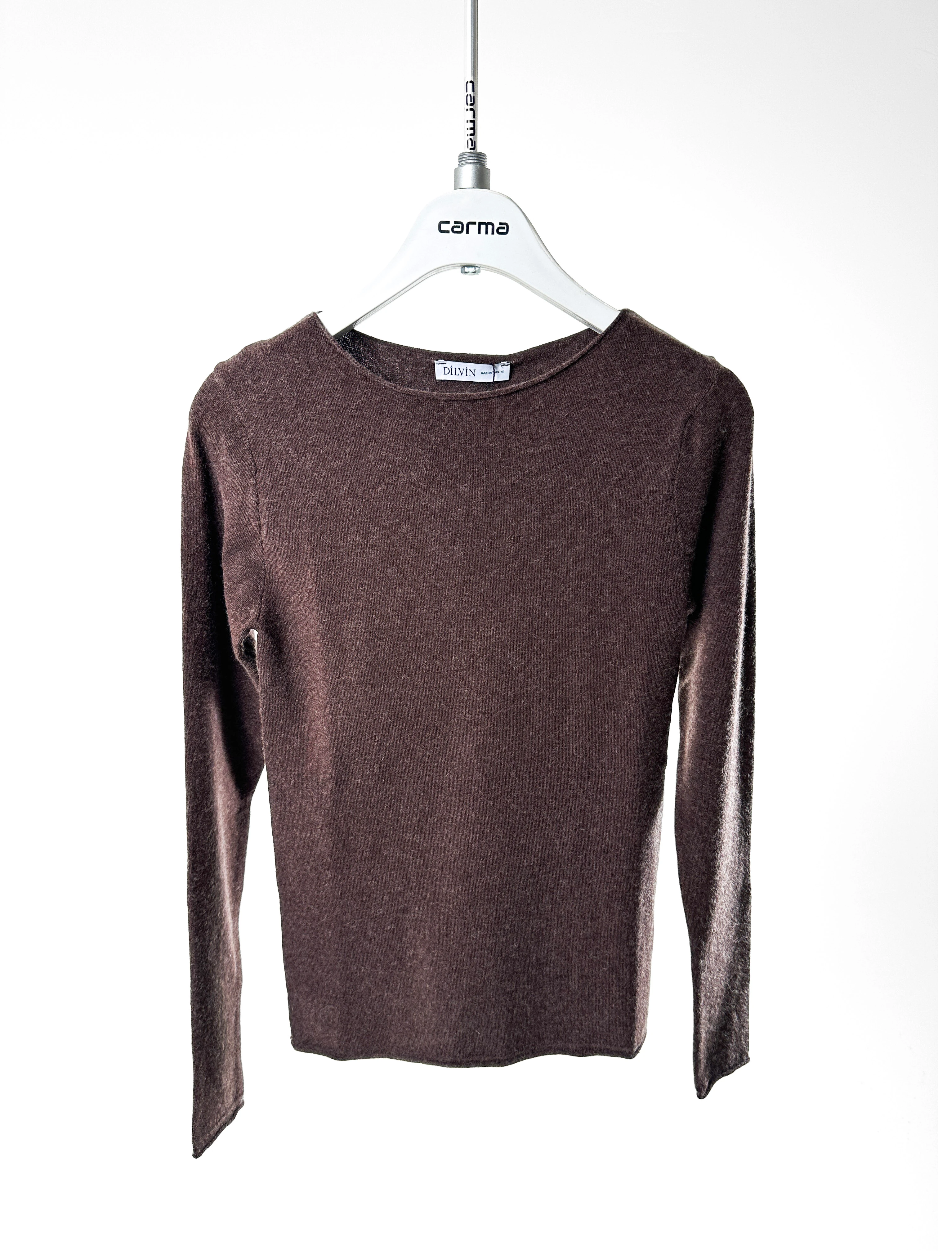 Kaşmir Dokulu İnce Triko - kahve