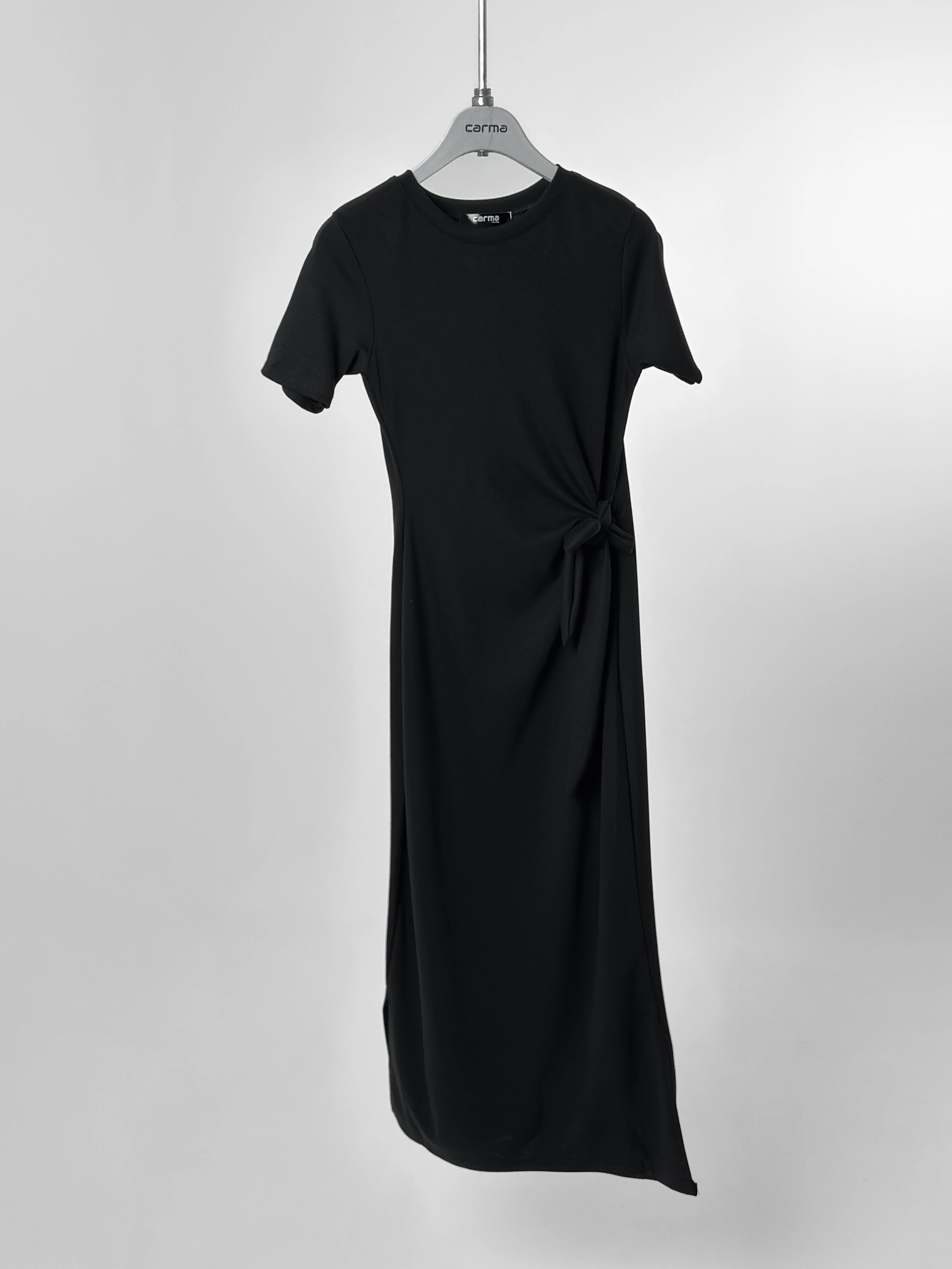 Bağlamalı Maxi Elbise - siyah