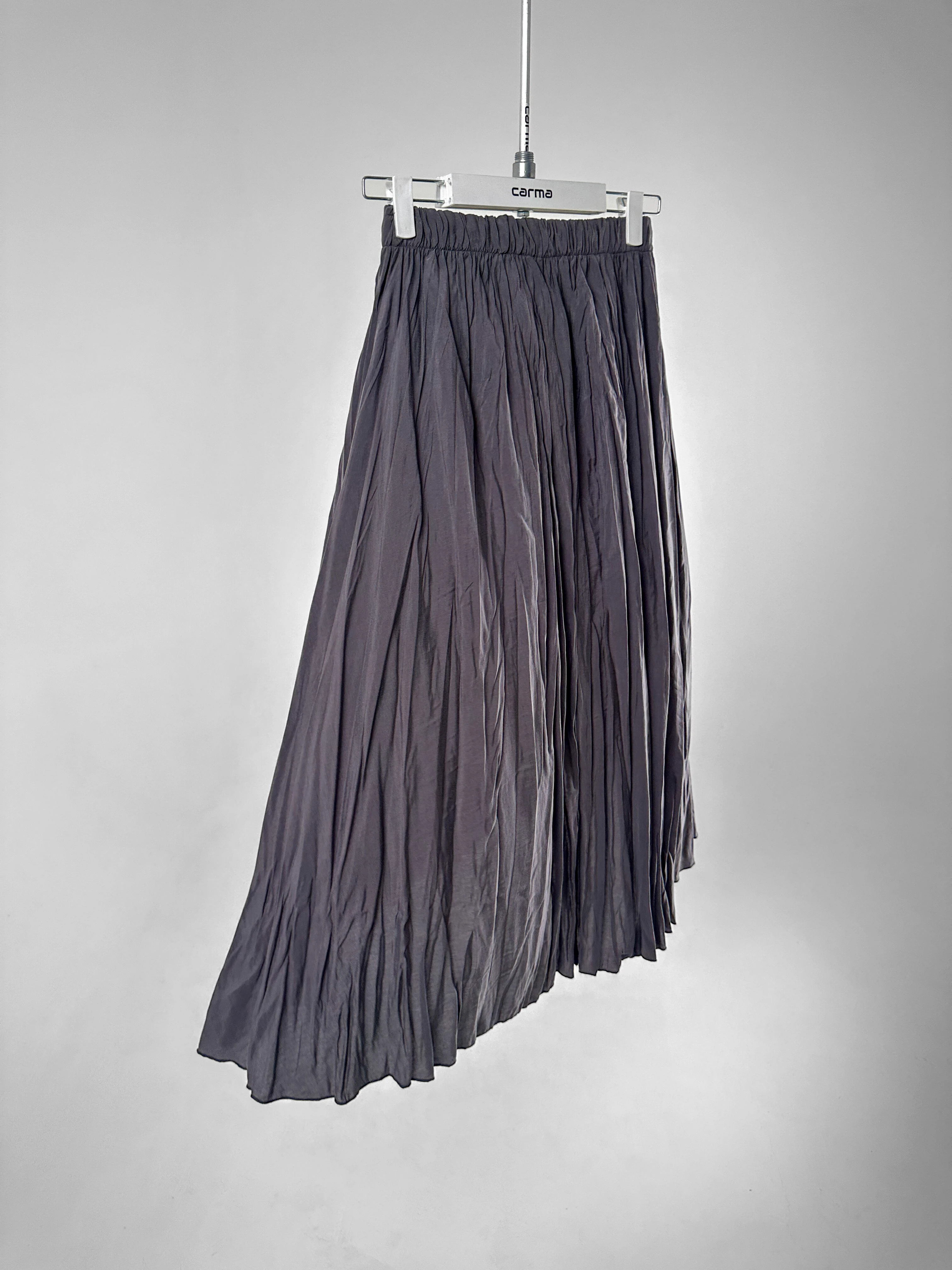 Dökümlü Kırışık Dokulu Etek - füme