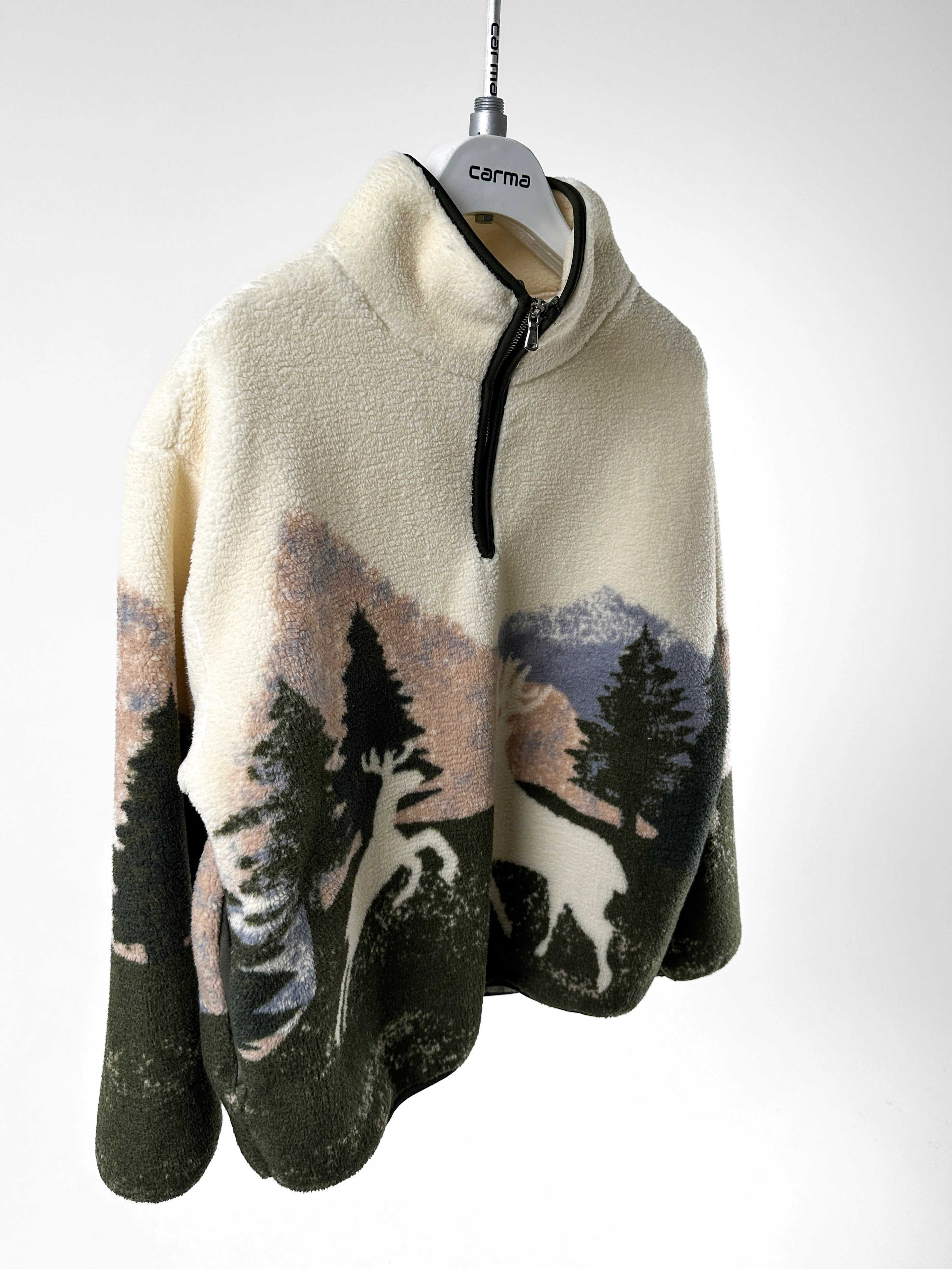 Desenli Yarım Fermuarlı Polar