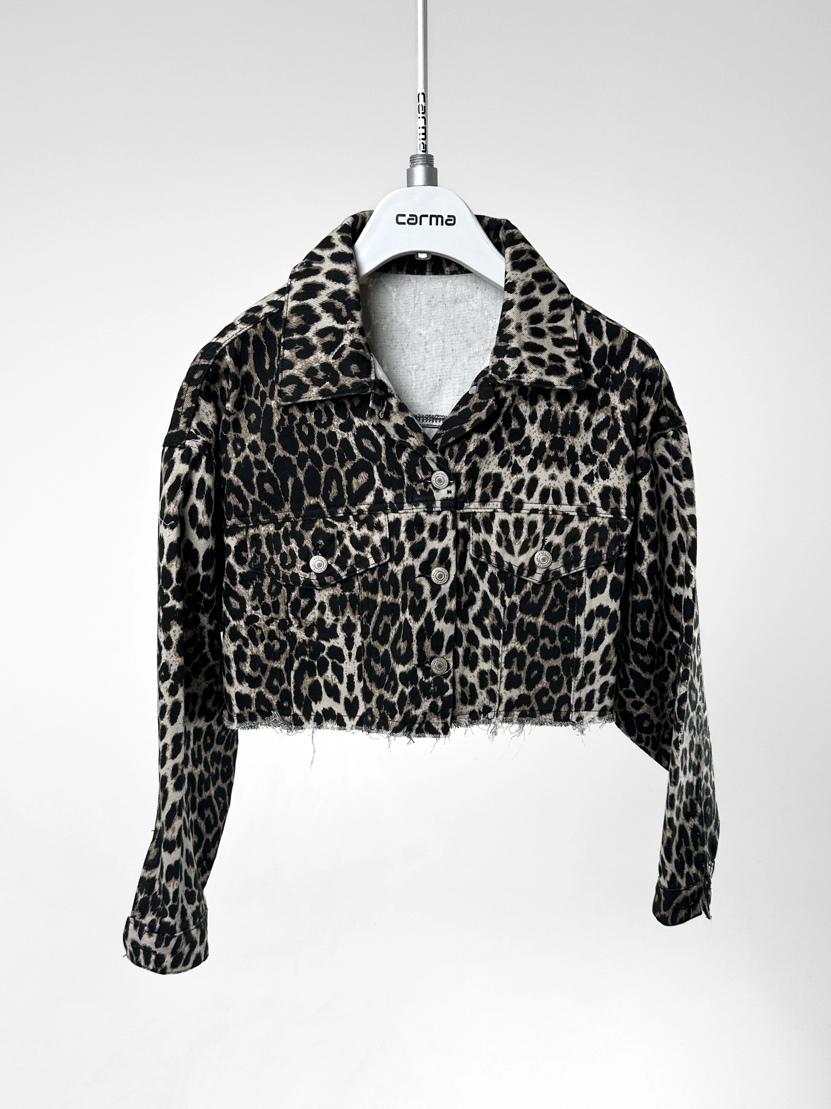 Leopar Desen Crop Ceket