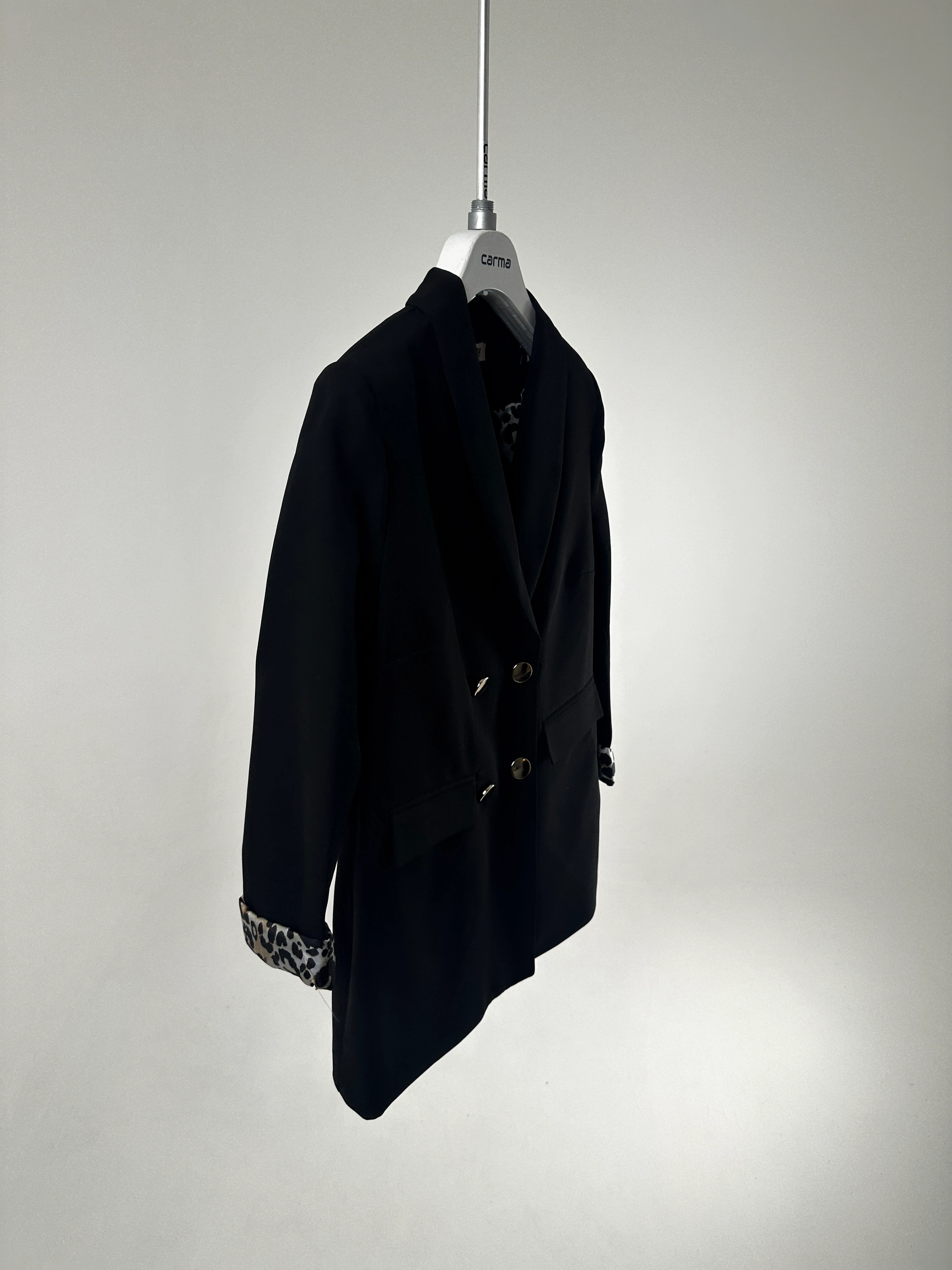 Leopar Astarlı Düğmeli Blazer Ceket