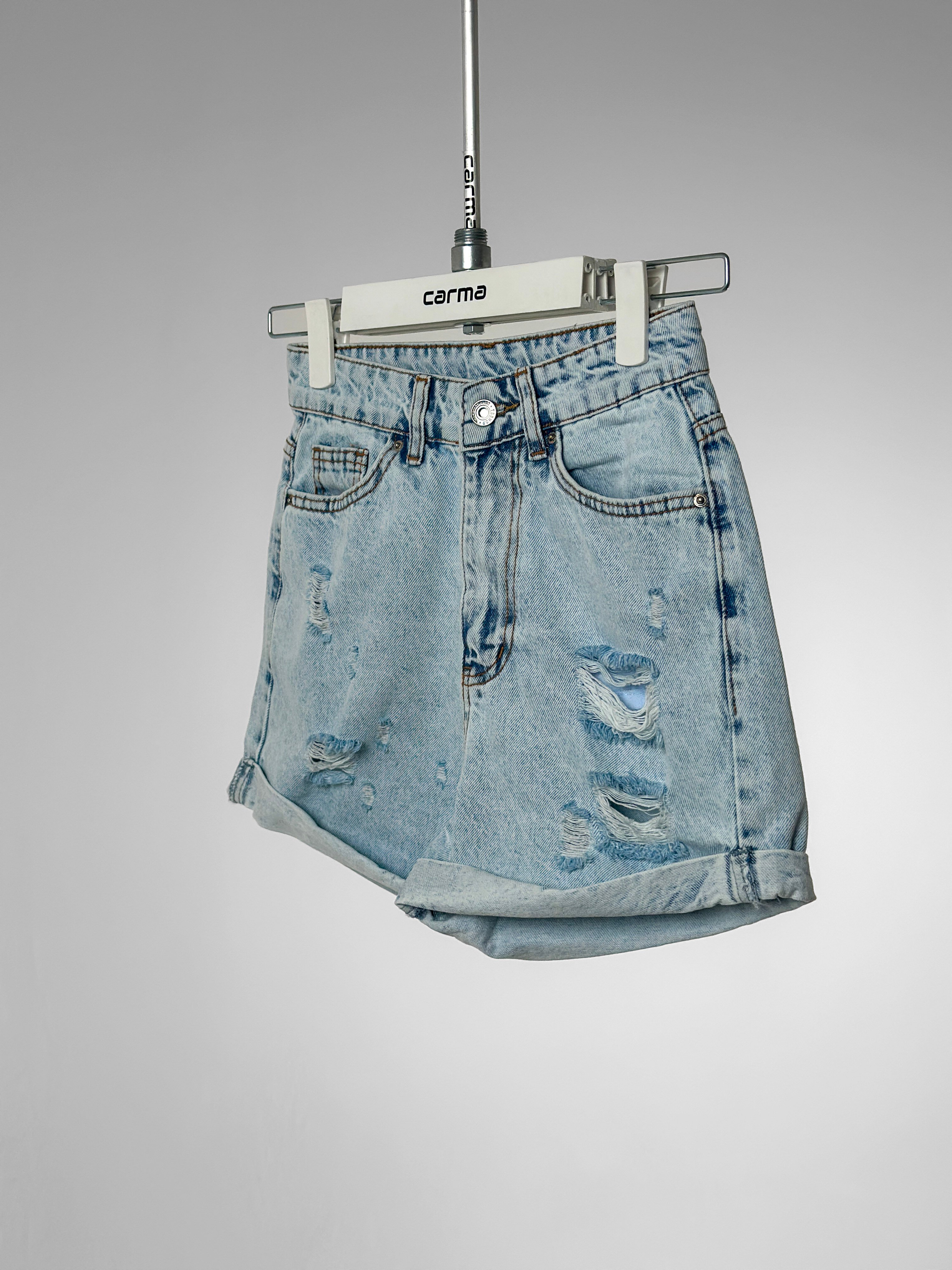 Raw Edge Denim Şort