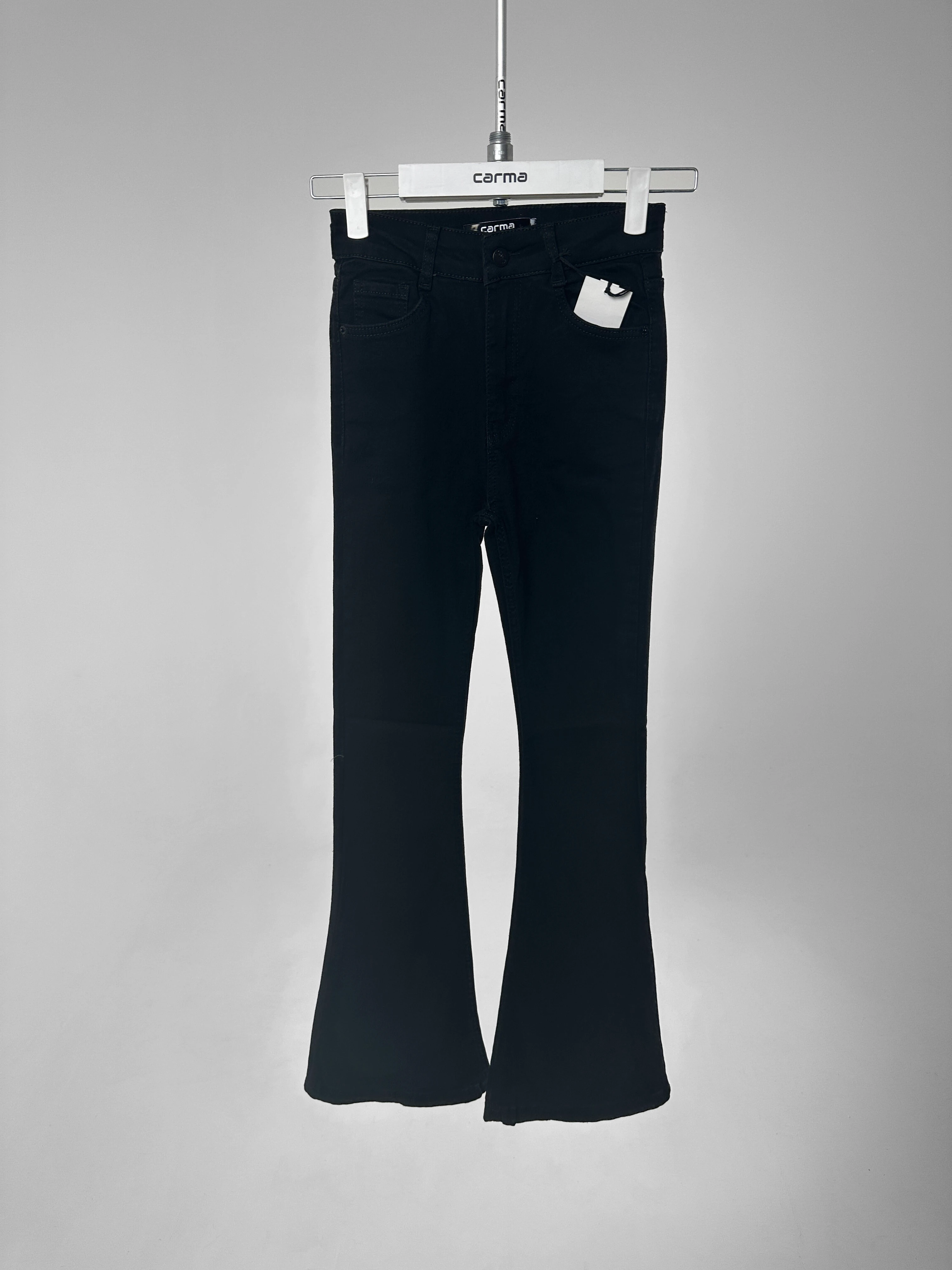 İspanyol Paça Jean Pantolon - siyah