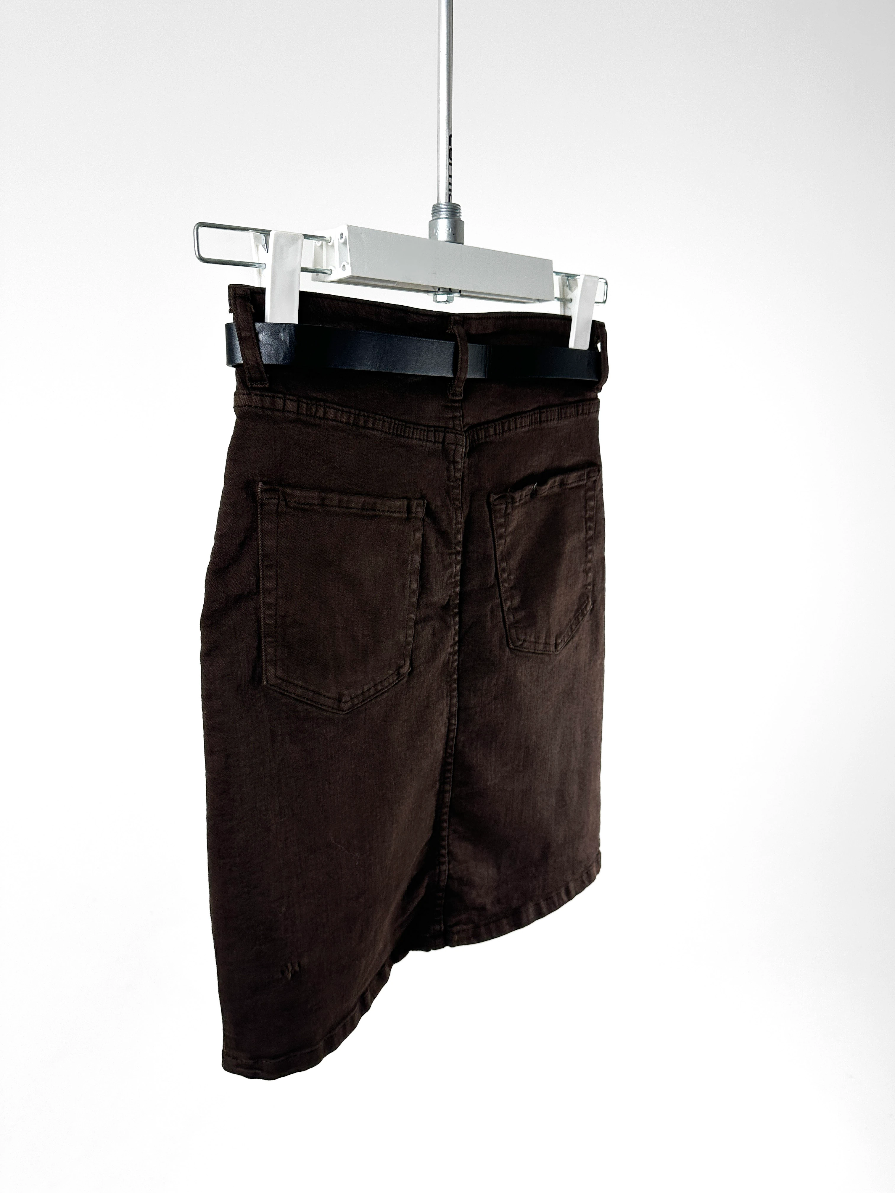 Kemerli Denim Mini Etek