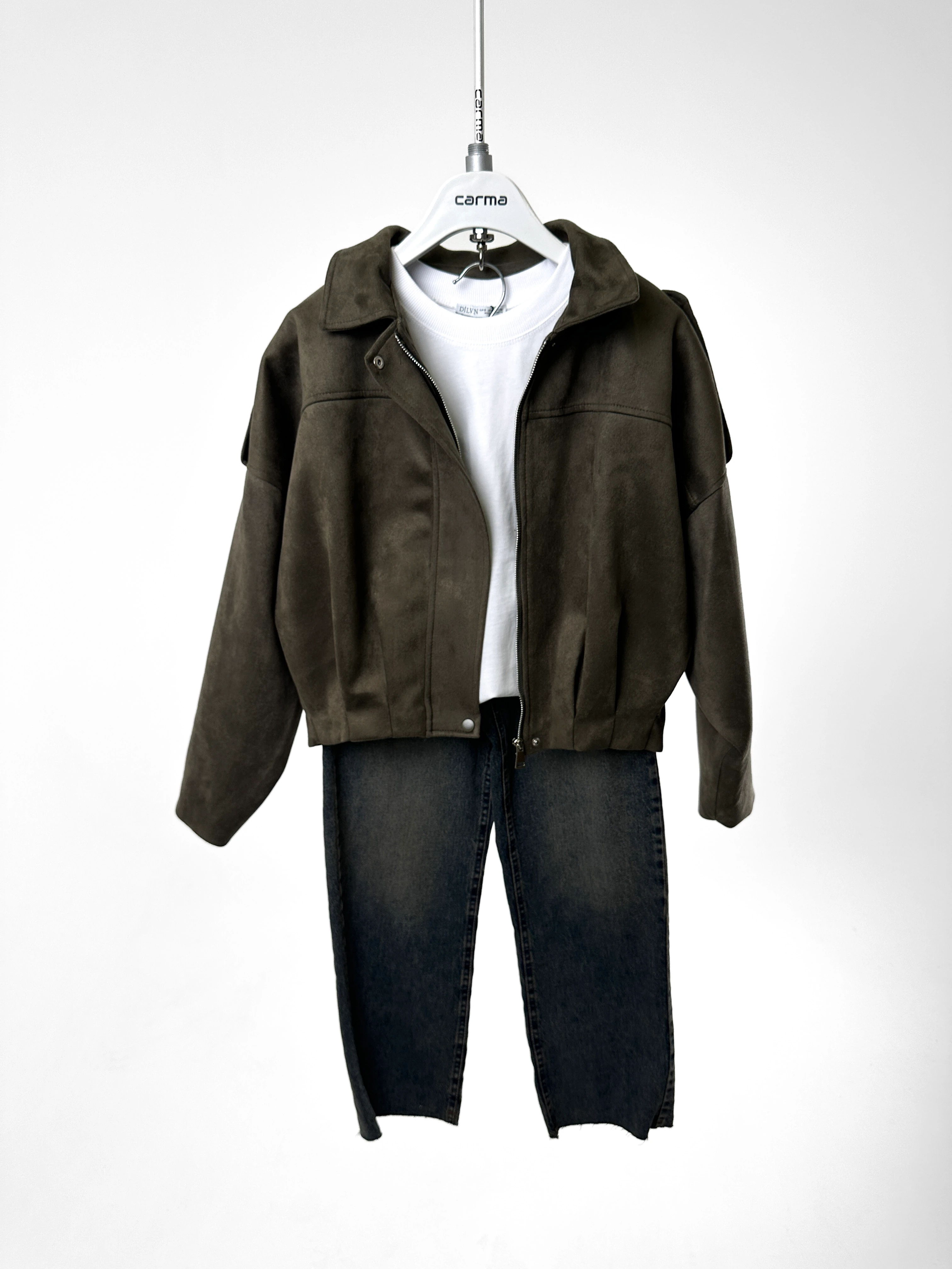 Süet Bomber Ceket - haki