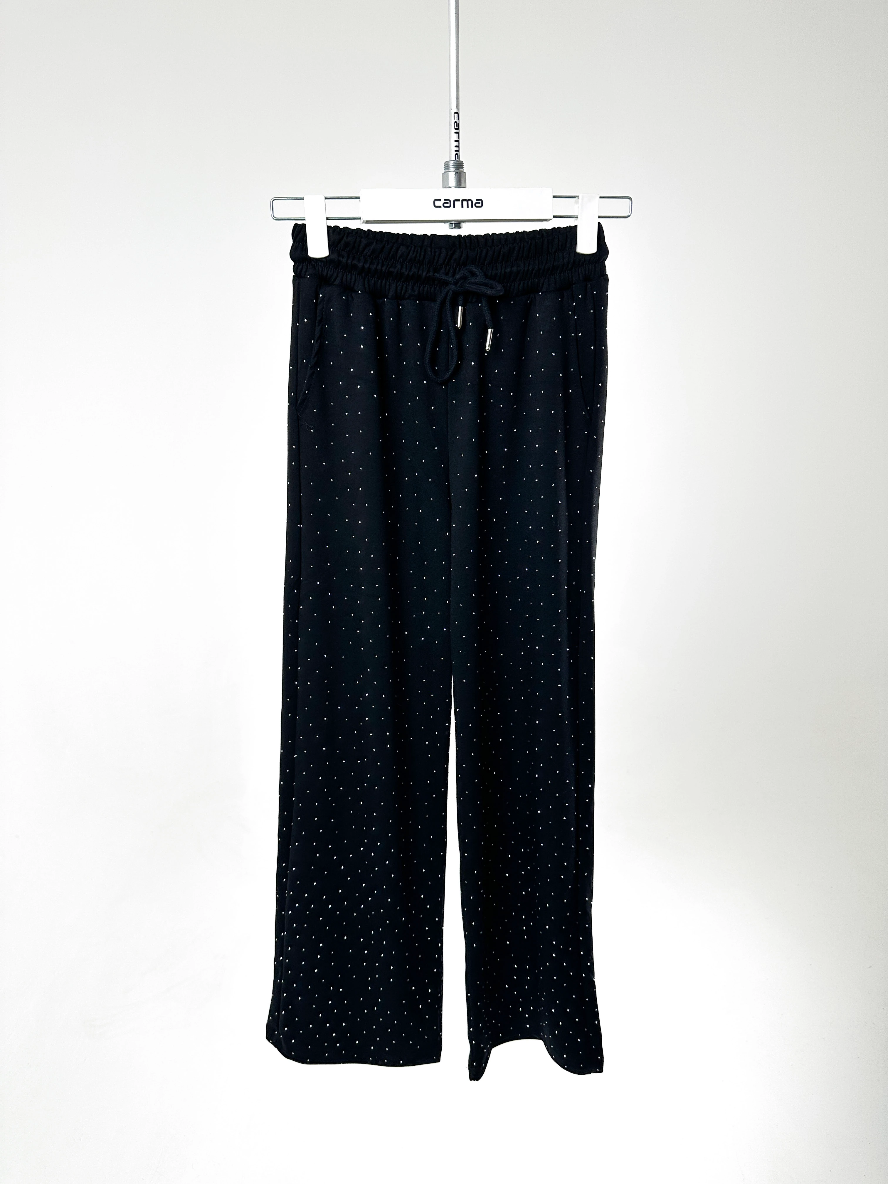 Taş Detaylı Palazzo Alt - siyah