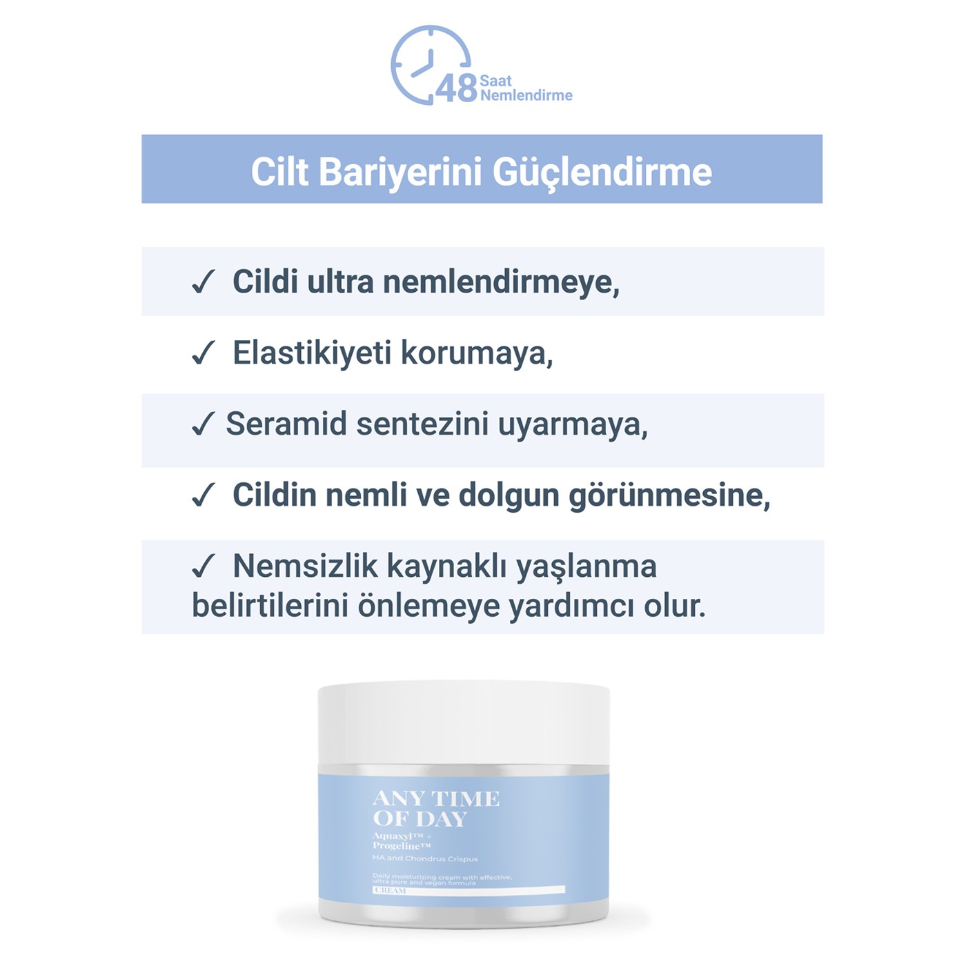 ANY TIME OF DAY – Moisturizing Skin Care Cream with 5 Complex Hyaluronic Acid, Effective for 48 Hours (50 ml)