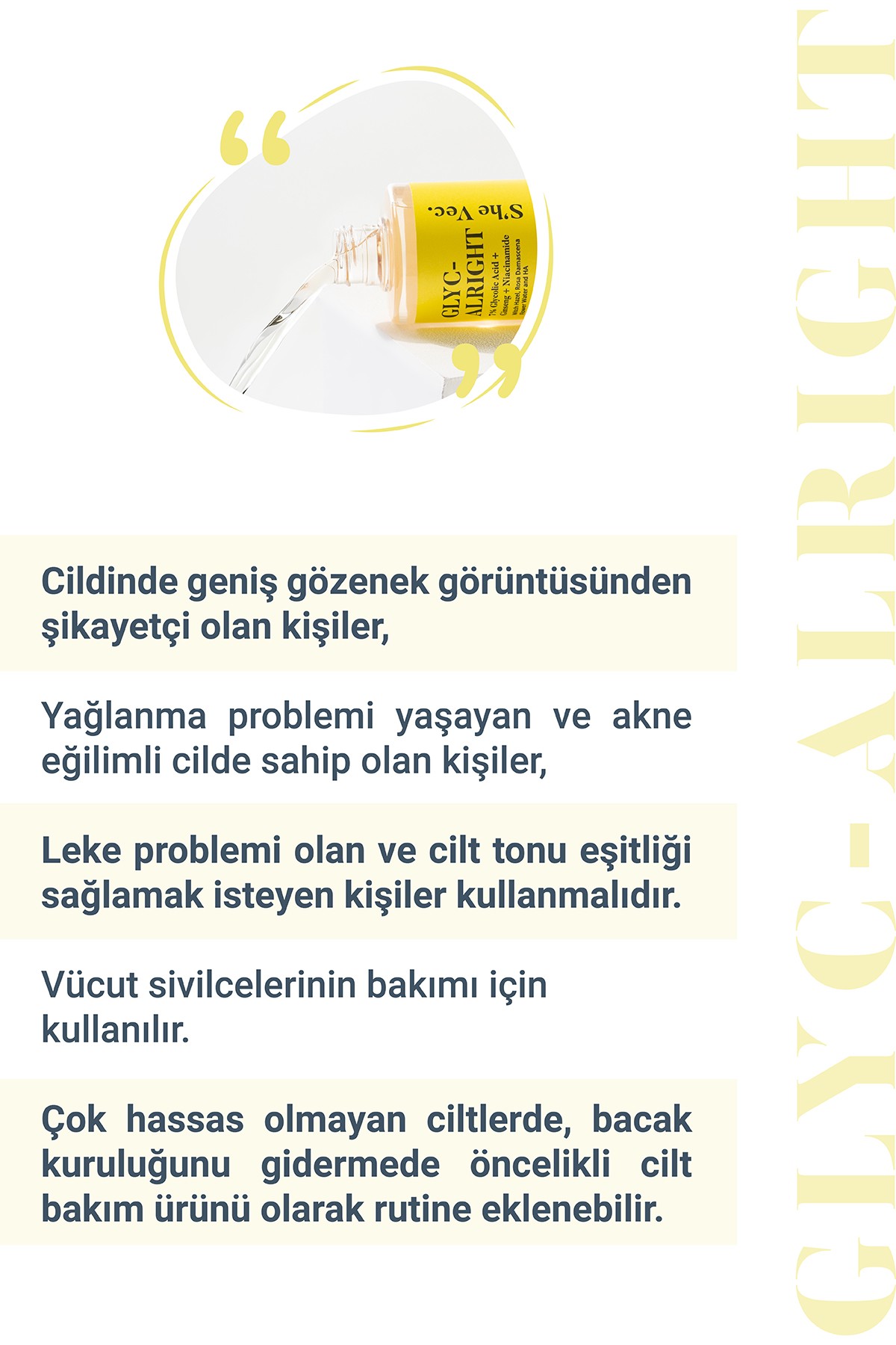 GLYC- ALRIGHT - Tüm Ciltler İçin Gözenek Sıkılaştırıcı Leke Karşıtı Tonik 200ml