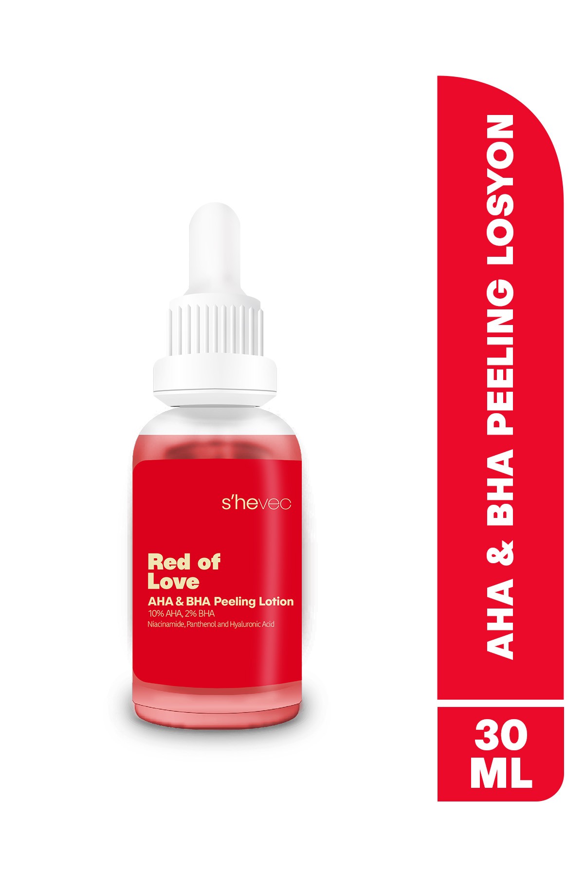 RED OF LOVE - AHA %10 & BHA %2 Cilt Tonu Eşitleyici Canlandırıcı Kırmızı Peeling Serum 30ml