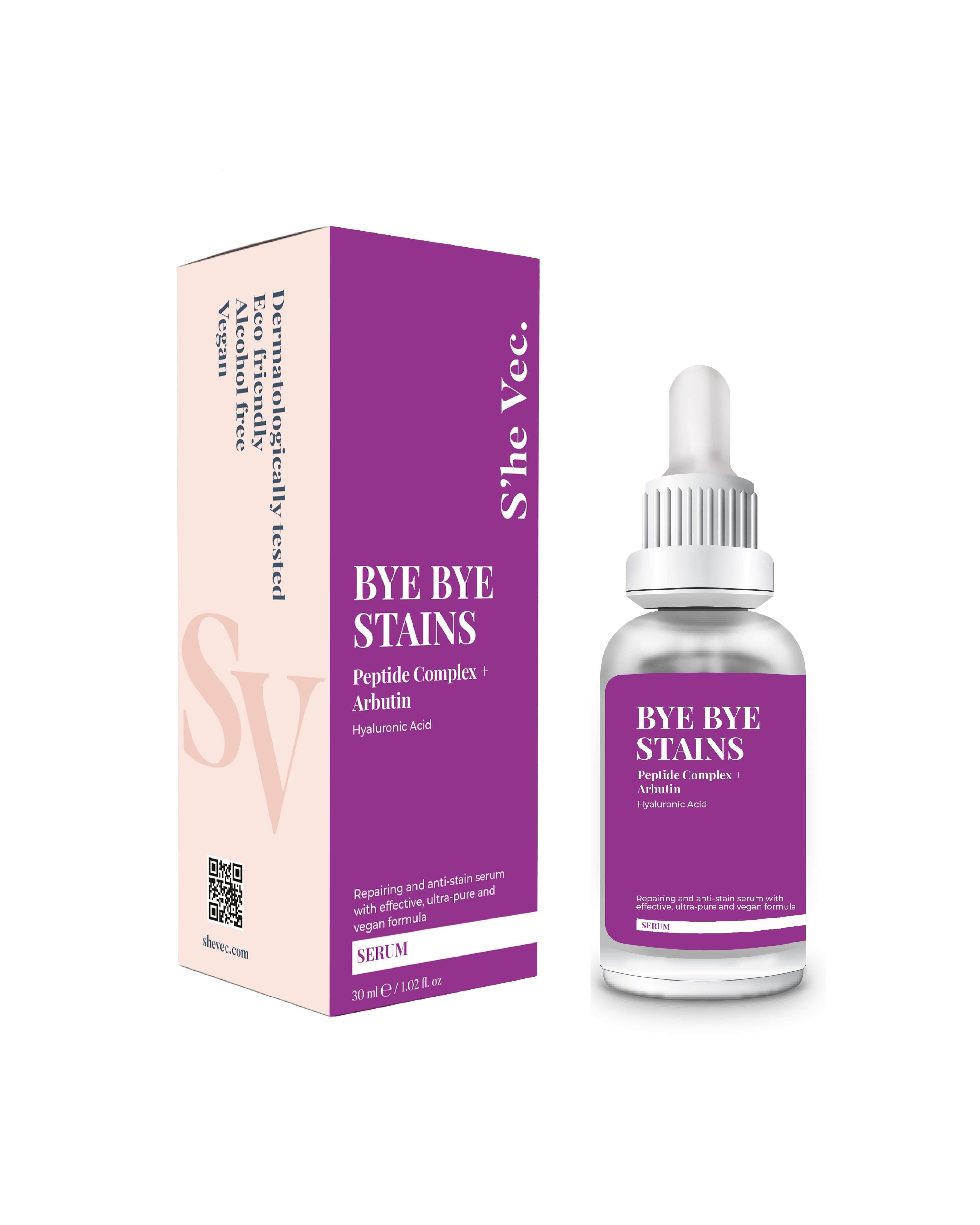 BYE BYE STAINS – Leke Karşıtı, Yenileyici, Onarıcı Arbutin ve Peptit Kompleksi İçeren Serum (30 ml)