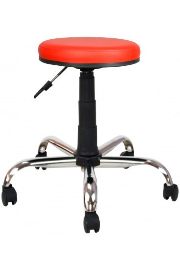 Ofisel Metal Ayaklı Tabure-Kırmızı Deri - 2999D0116