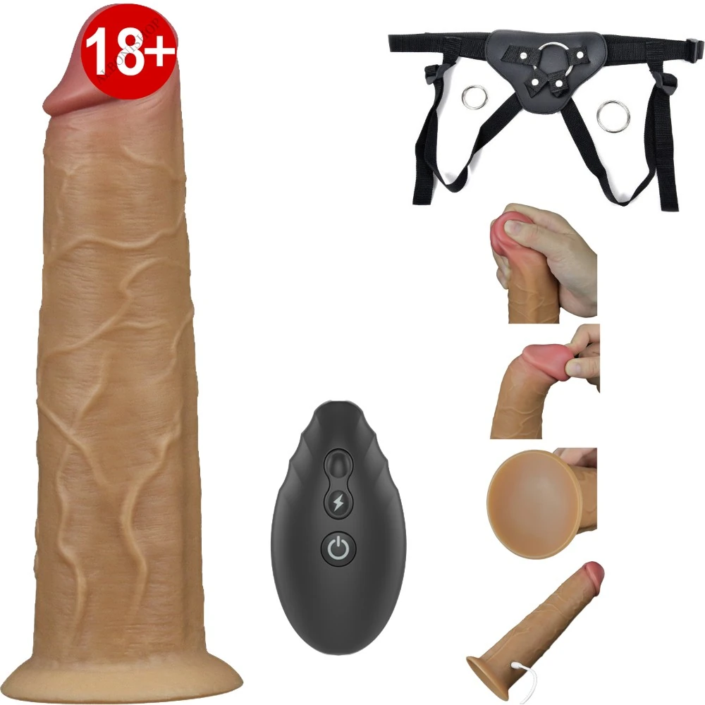Dual Layer Platinyum 20 Cm Silikon Kumandalı Şarjlı Dönebilen Hareketli Kemerli Penis