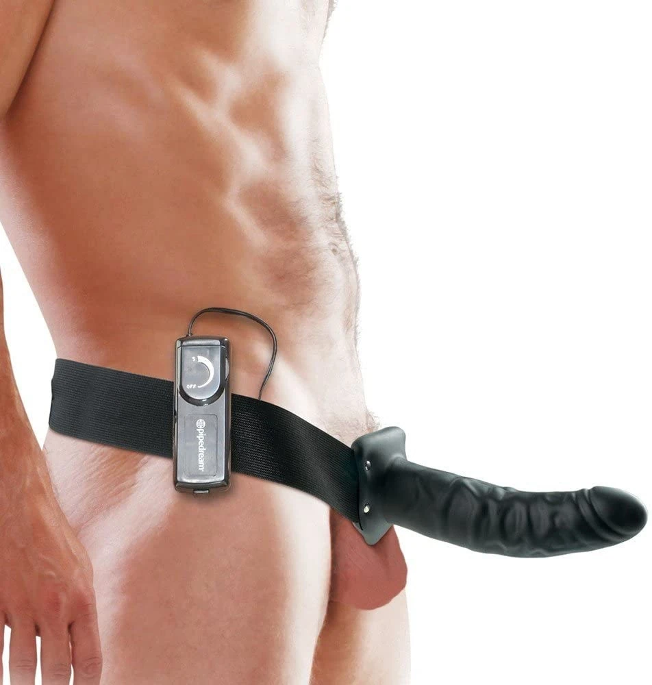 Pipedream 8 İnç Titreşimli Siyah İçi Boş Kemerli Penis