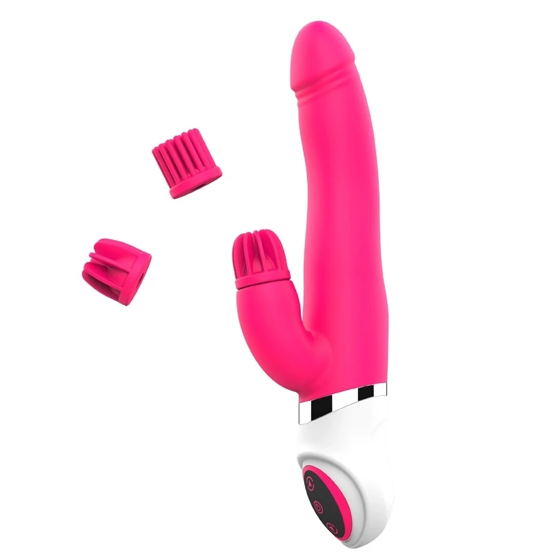 Klitoris Uyarıcı Kısmı Dönebilen Penis Başlı Şarjlı Pembe Vibratör