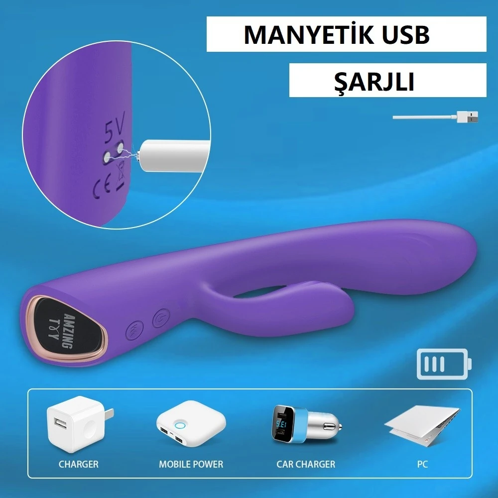 Alivior Güçlü Titreşimli G-Bölgesi ve Klitoris Özel Isıtmalı Vibratör