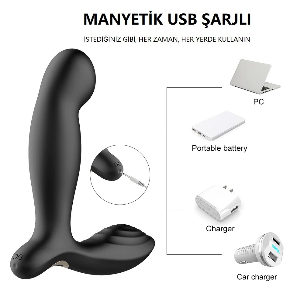 Lucas 9 Modlu Titreşimli Anal & Vajinal Kullanılabilen Kumandalı Vibratör