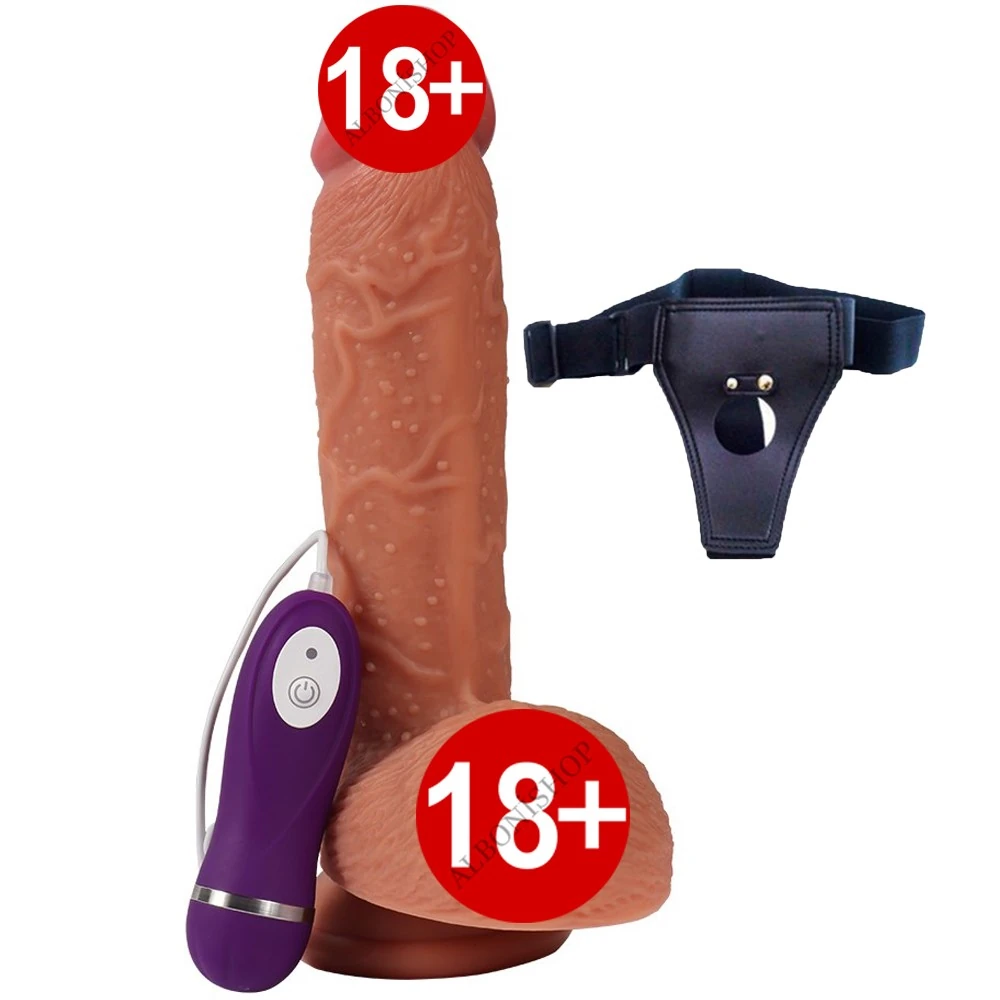 Buru 22 Cm 10 Fonksiyonlu Titreşimli Çift Katmanlı Belden Bağlamalı Penis