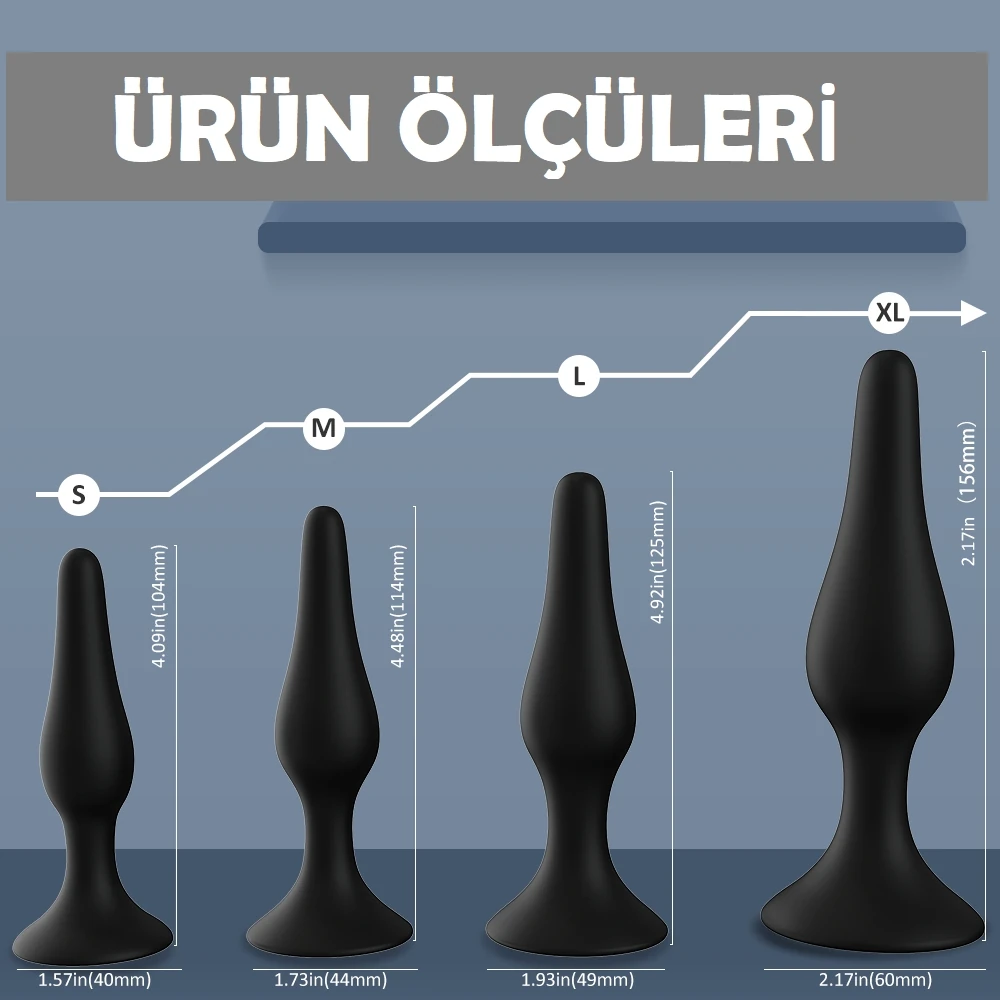Solomon 4 Adet Farklı Boyutlara Sahip Vantuzlu Yumuşak Anal Plug Seti