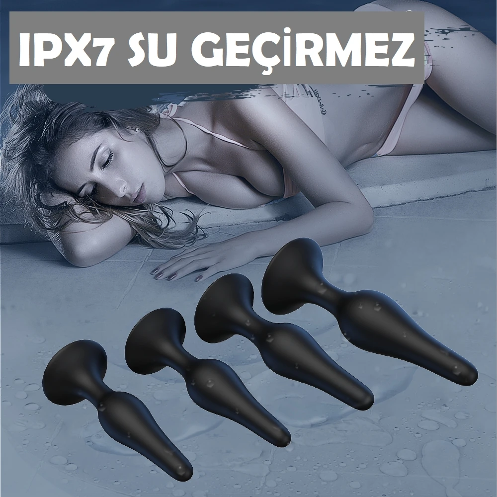 Solomon 4 Adet Farklı Boyutlara Sahip Vantuzlu Yumuşak Anal Plug Seti