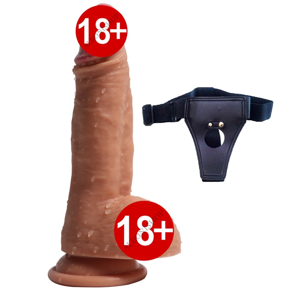 19 Cm Ekstra Yumuşak Çift Katmanlı Özel Silikon Dokuda Belden Bağlamalı Penis