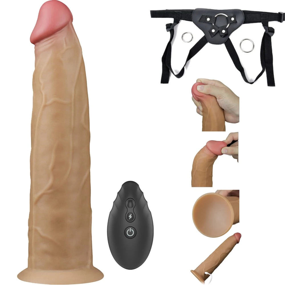 Dual Layer Platinyum 23 Cm Silikon Kumandalı Şarjlı Dönebilen Hareketli Kemerli Penis