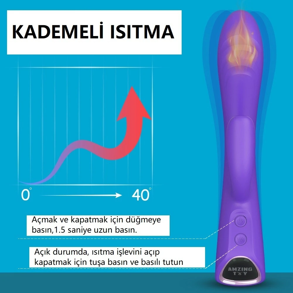 Alivior Güçlü Titreşimli G-Bölgesi ve Klitoris Özel Isıtmalı Vibratör
