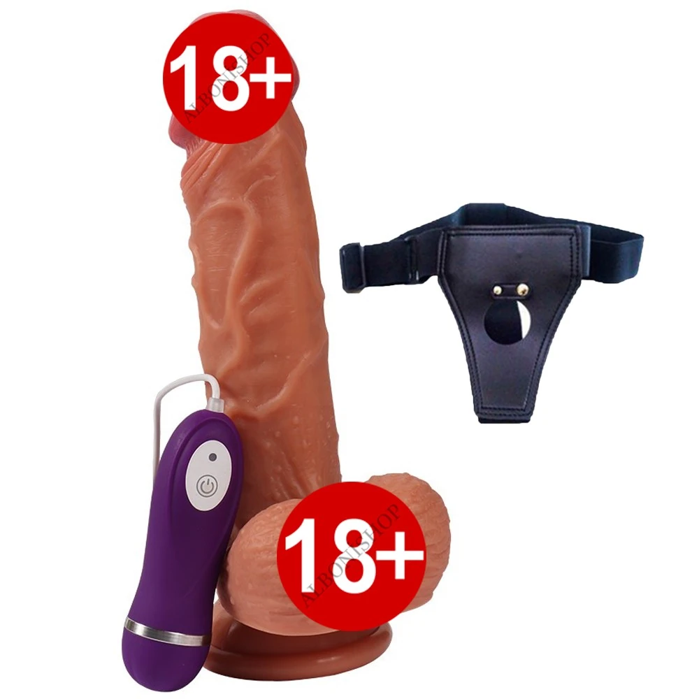 Hansen 21 Cm 10 Fonksiyonlu Titreşimli Belden Bağlamalı Realistik Penis
