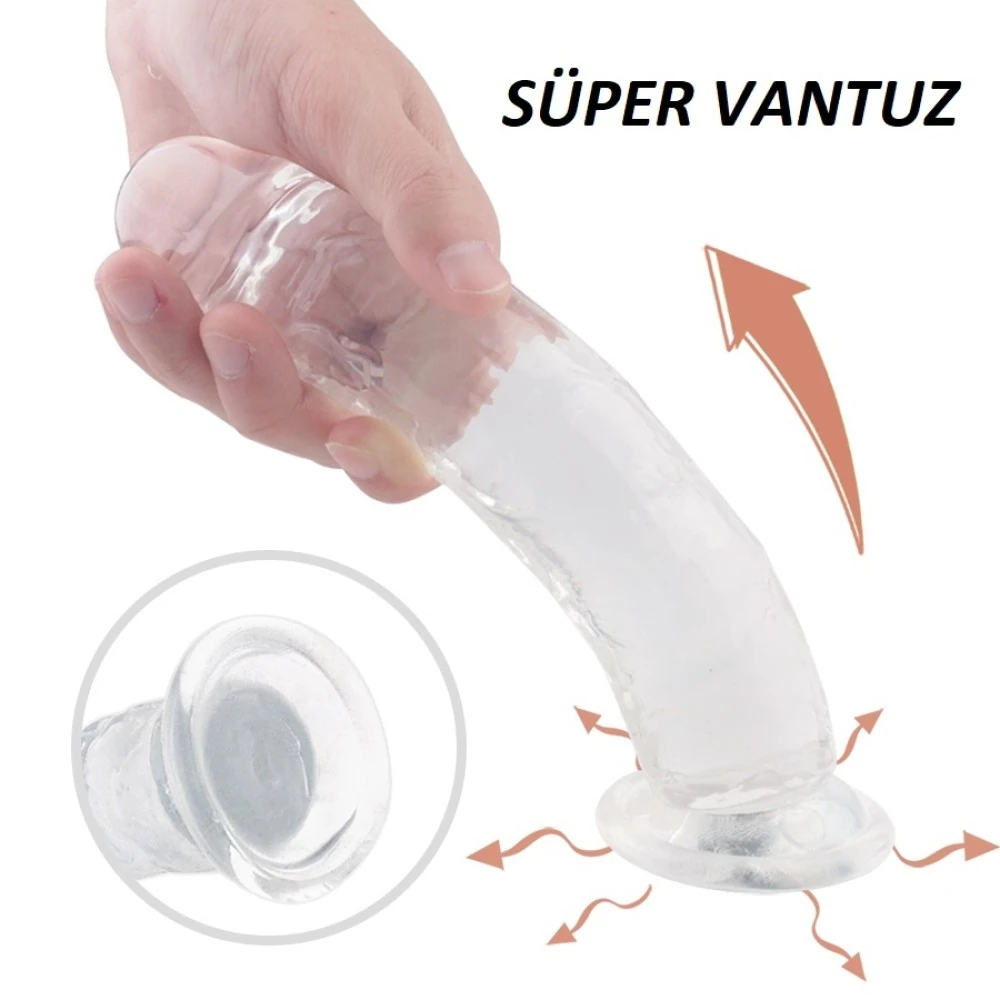 Lester Anal ve Vajinal Kullanılabilen 17 Cm Belden Bağlamalı Jel Realistik Dildo