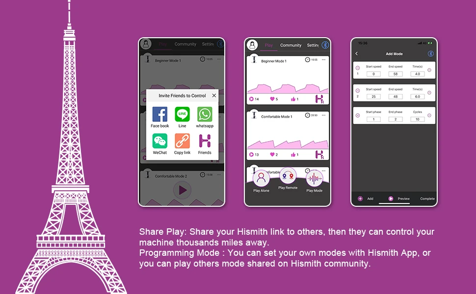 Hismith Premium Uzaktan Kumanda ve Telefon Kontrollü Mor Seks Makinesi