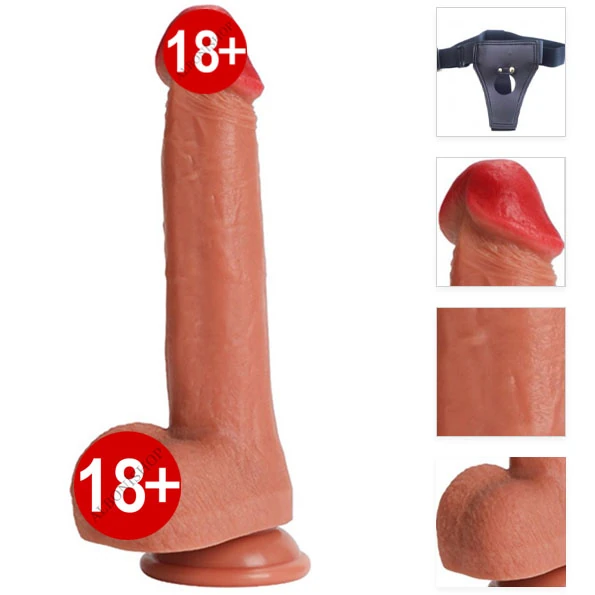 23 Cm Kumandalı Git Gel Darbeli Silikon Titreşimli Realistik Kemerli Penis