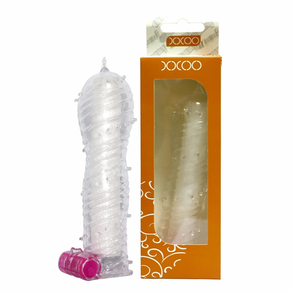 XXOO Titreşimli Tırtıklı Şeffaf Penis Kılıfı -Turuncu