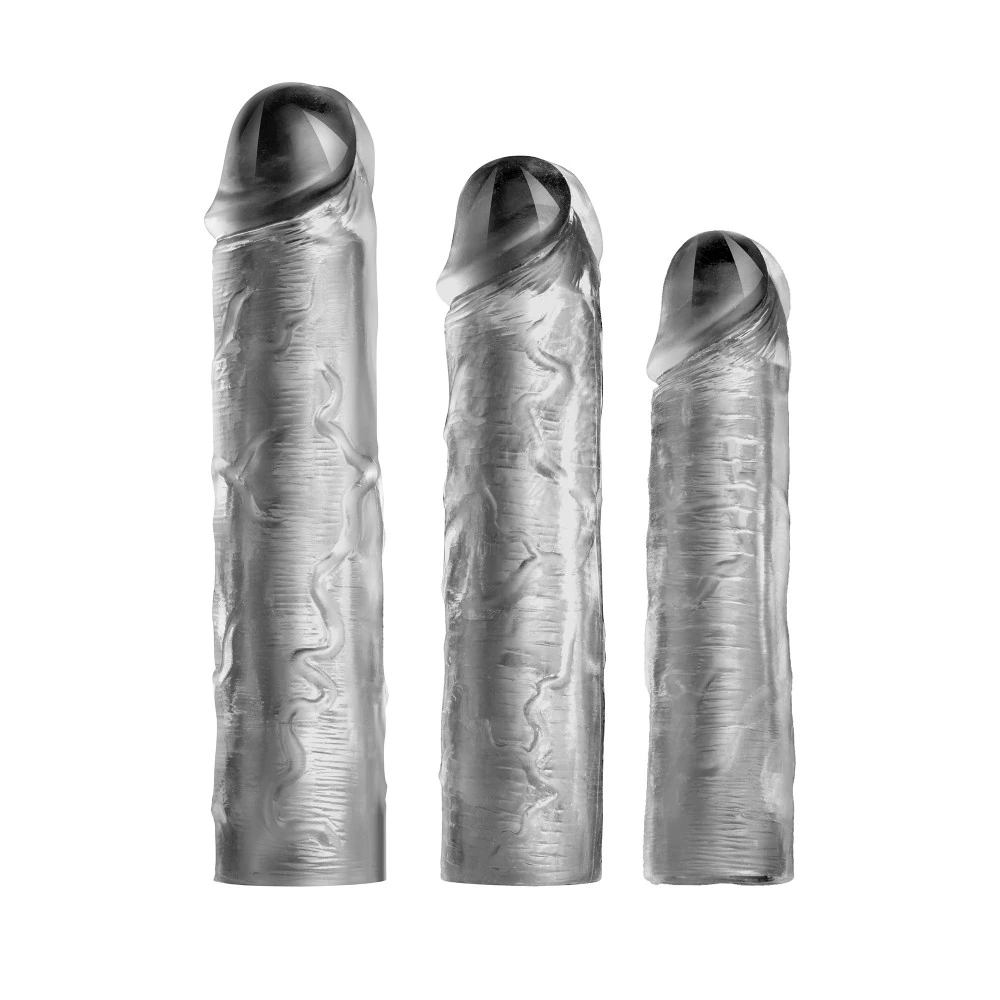 3 Farklı Boyda Özel Gerçekci Yumuşak Dokuya Sahip Harika Penis Kılıfı Seti