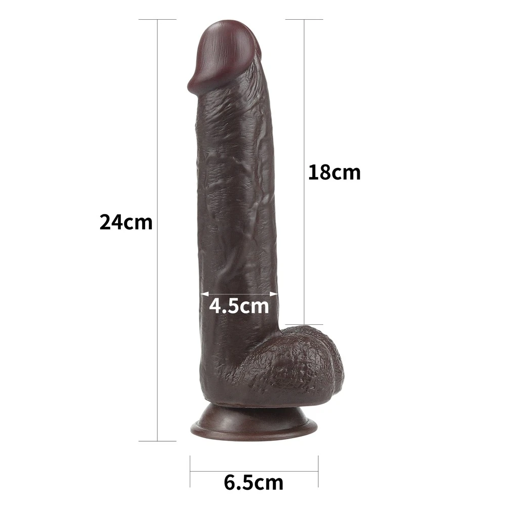Sliding Hareketli Dış Yüzey Özel Seri Ultra Yumuşak 24 Cm Kemerli Penis