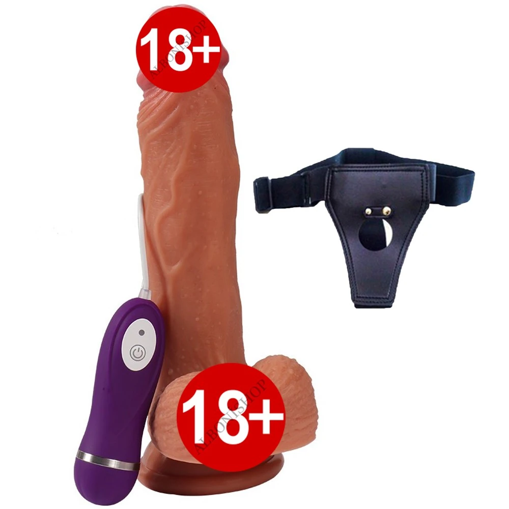 Victor 20 Cm 10 Fonksiyonlu Titreşimli Ultra Yumuşak Belden Bağlamalı Realistik Penis
