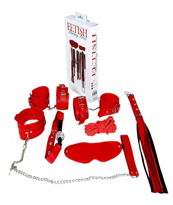 Fetish Serisi Kırmızı 7 Parça Deri Harika Fetiş Seti