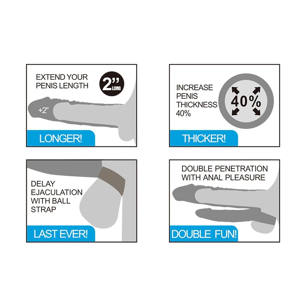 Lovetoy X-Tender 19 Cm Realistik 5 Cm Uzatmalı Double Penis Kılıfı-LV314101