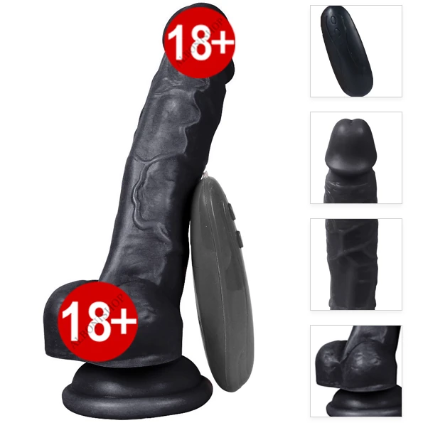 Dildo Series Adonis 17 Cm 10 Modlu Titreşimli Siyah Realistik Penis