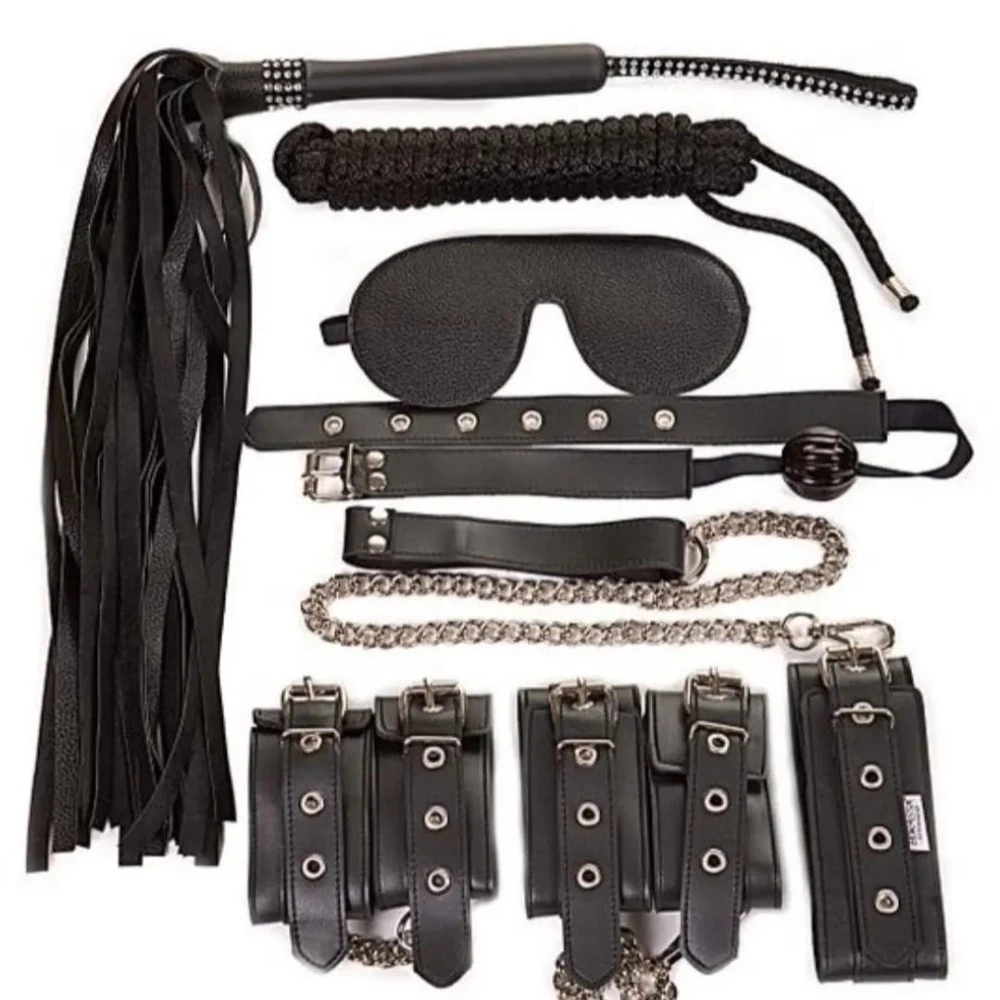 Fetish Serisi Siyah 7 Parça Deri Harika Fetiş Seti