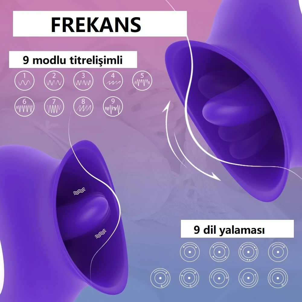 Amazing 9 Modlu Titreşimli & 9 Fonksiyonlu Dil Hareketli Vibratör