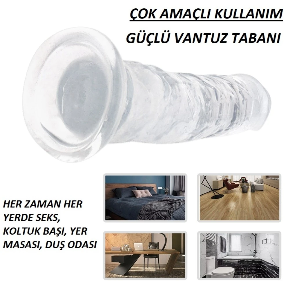 Lester Anal ve Vajinal Kullanılabilen 17 Cm Belden Bağlamalı Jel Realistik Dildo