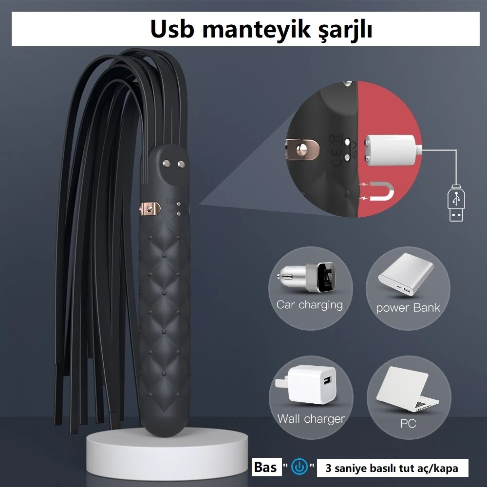 Bloody Mary Kırbaç&Güçlü Titreşimli Şarjlı Vibratör