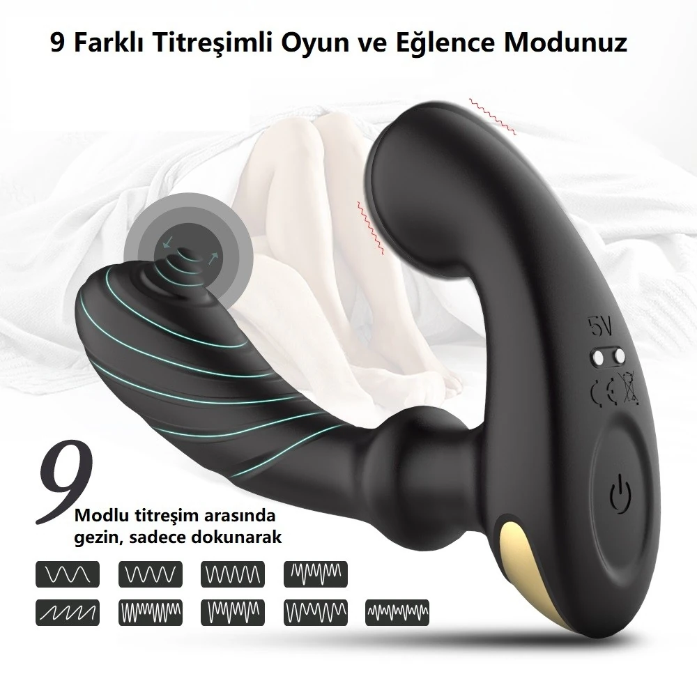 Raper 9 Fonksiyonlu Titreşimli Kumandalı Ayarlanabilir Açılı Anal ve Vajinal Vibratör